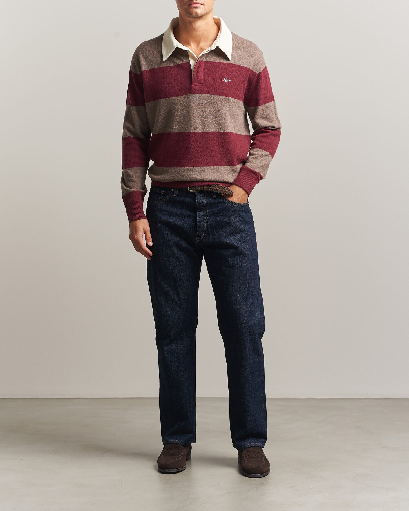 Uomini | Maglieria | Gant | Lambswool Barstriped Rugger Deep Grape Wine