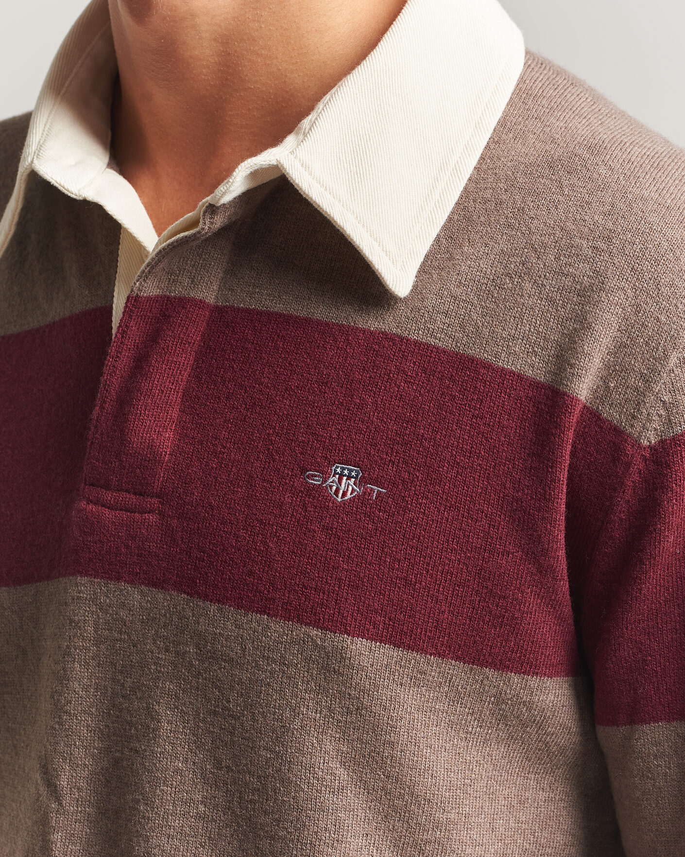 Uomini | Maglieria | Gant | Lambswool Barstriped Rugger Deep Grape Wine