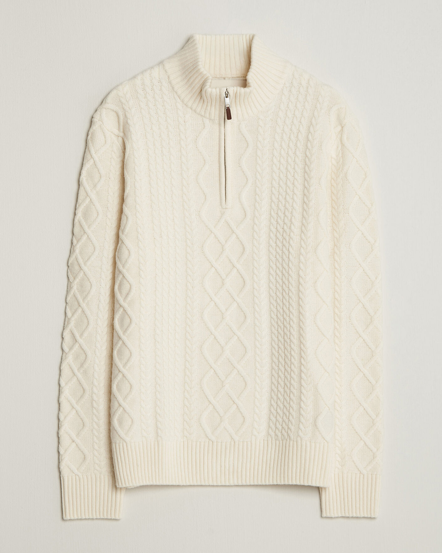 Uomini | Maglieria | Gant | Wool Cable Knitted Half Zip Cream