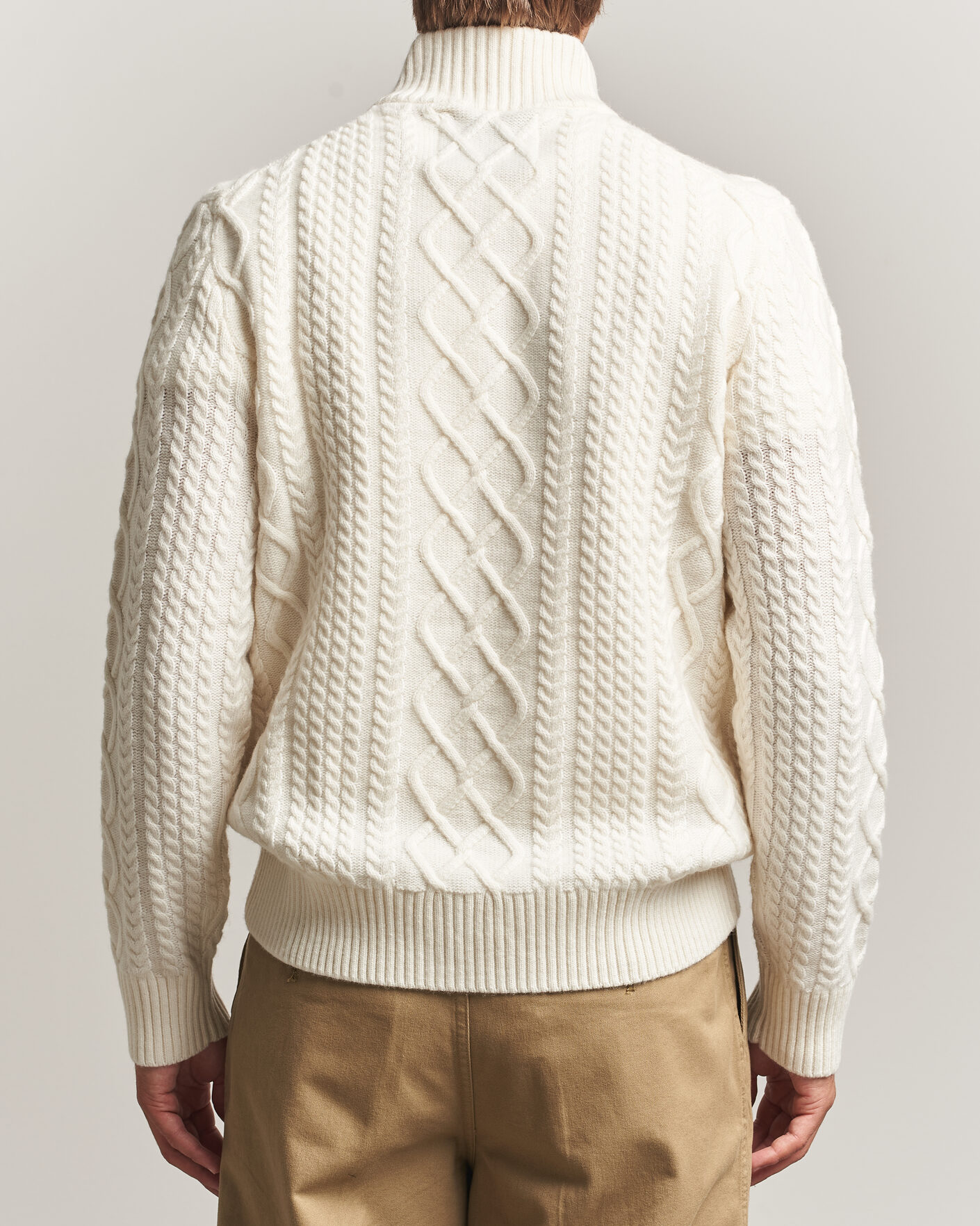 Uomini | Maglieria | Gant | Wool Cable Knitted Half Zip Cream