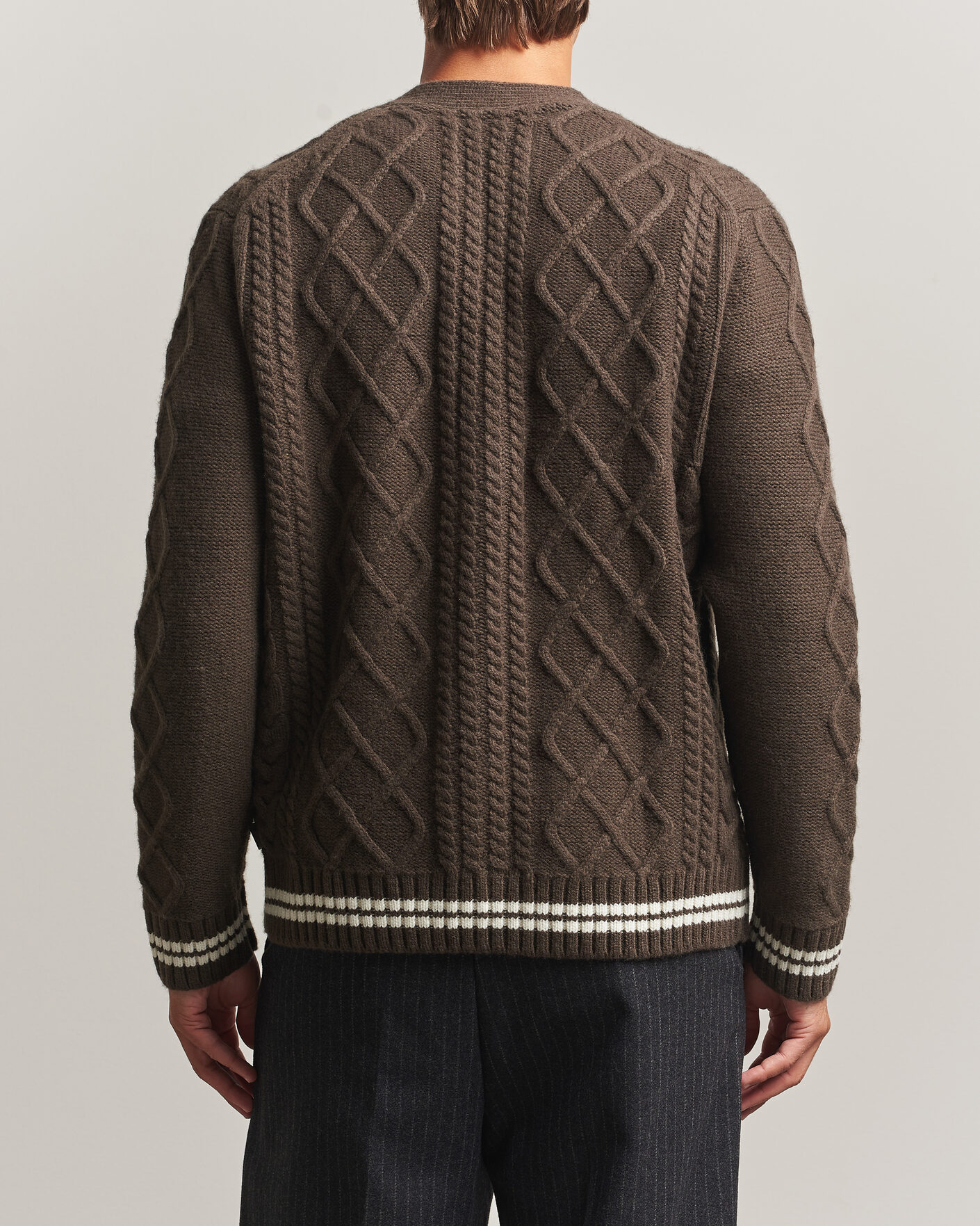Uomini | Maglieria | Gant | Wool Cable Knitted Cardigan Shadow Brown