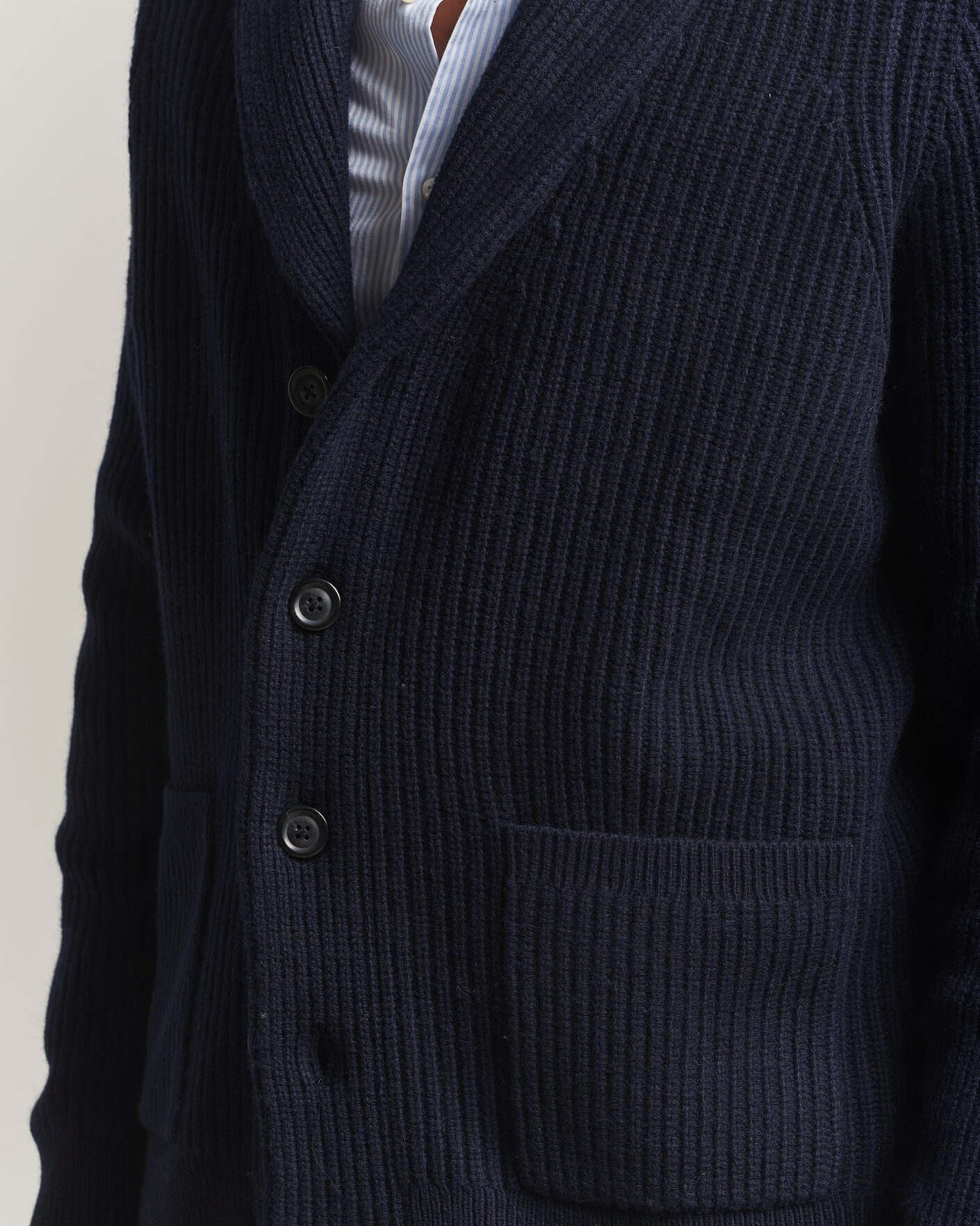Uomini | Maglieria | Gant | Wool/Cotton Ribbed Shawl Collar Cardigan Evening Blue