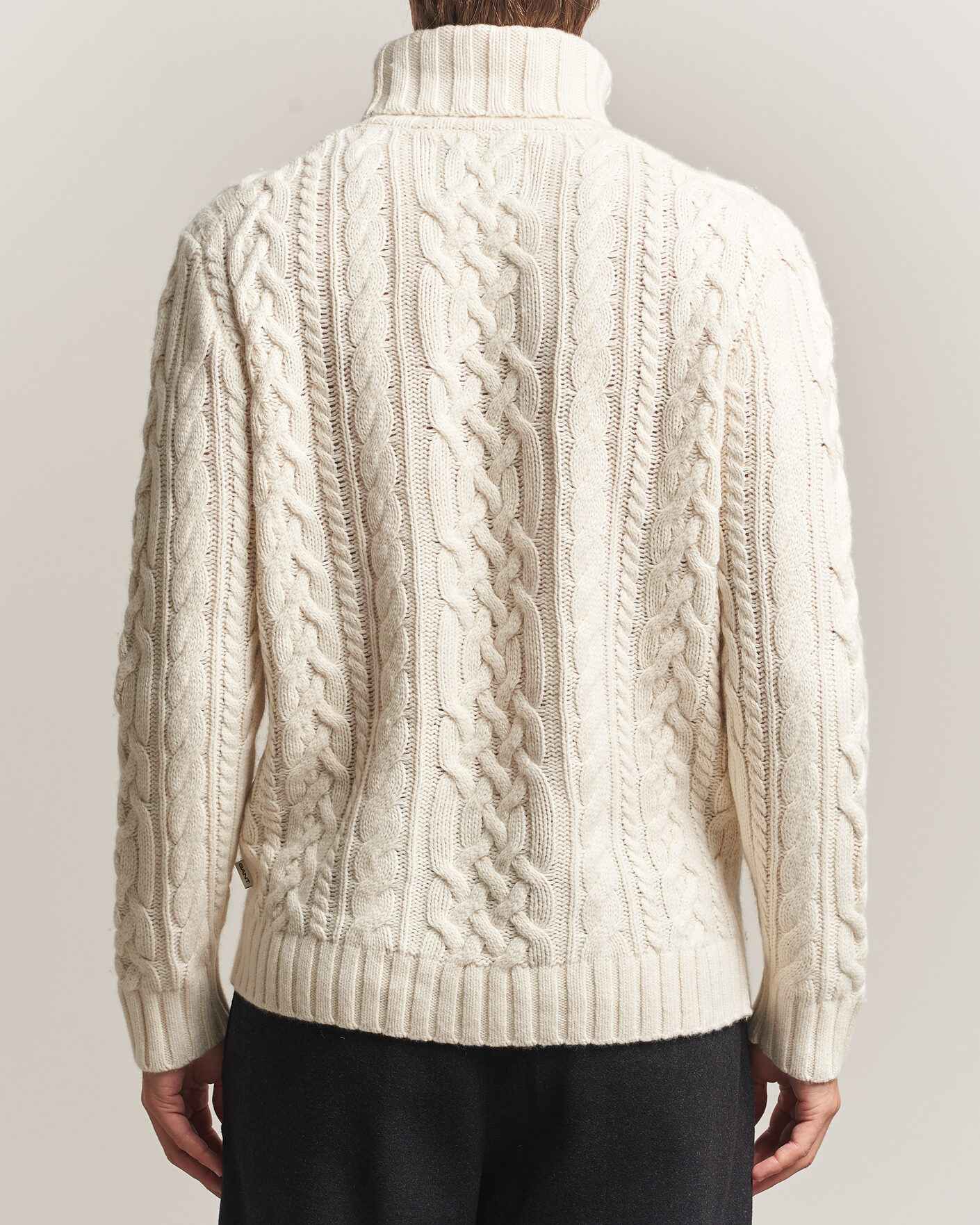 Uomini | Maglieria | Gant | Wool/Cotton Cable Knitted Turtleneck Cream