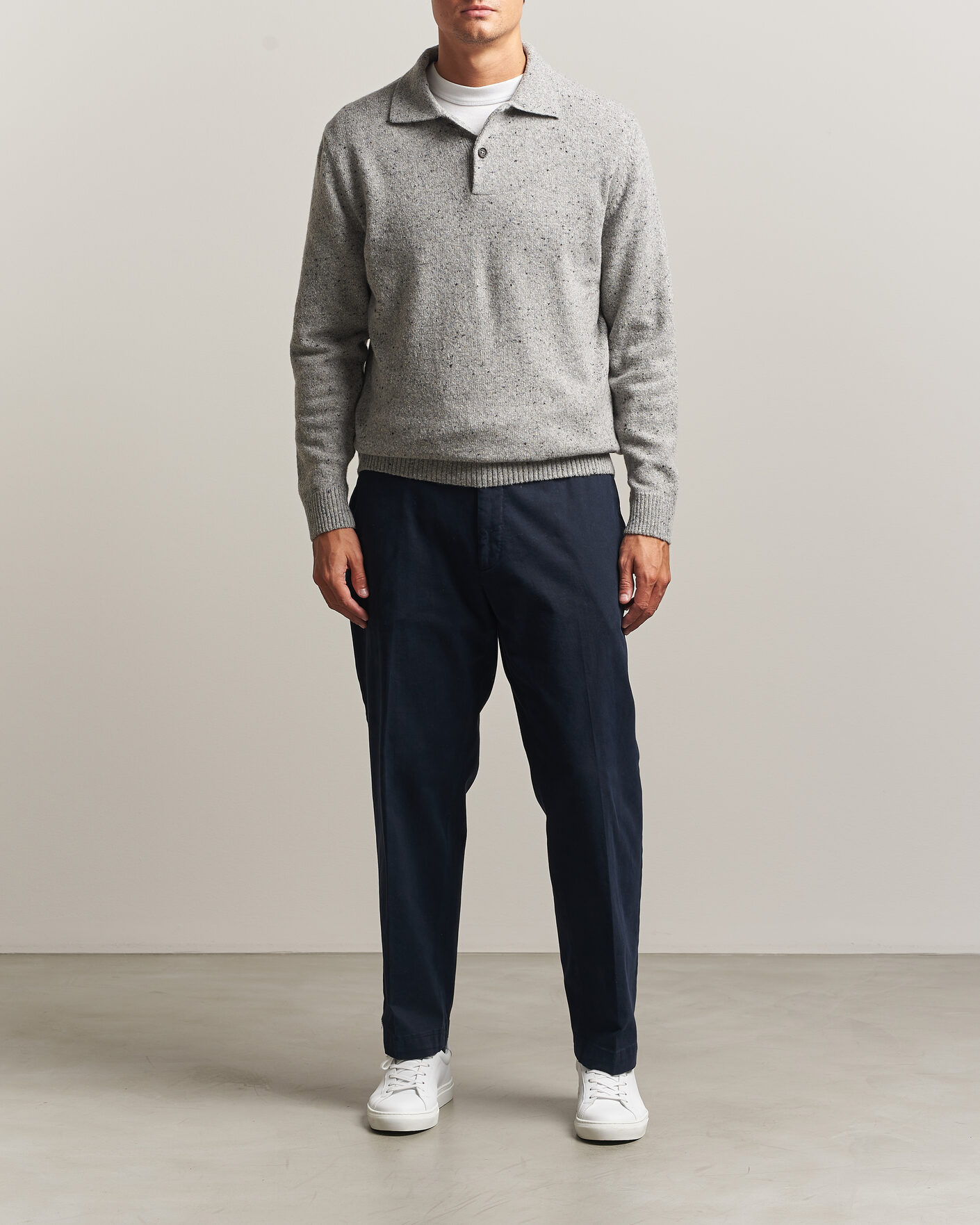 Uomini | Maglieria | Gant | Neps Wool Polo Grey Melange