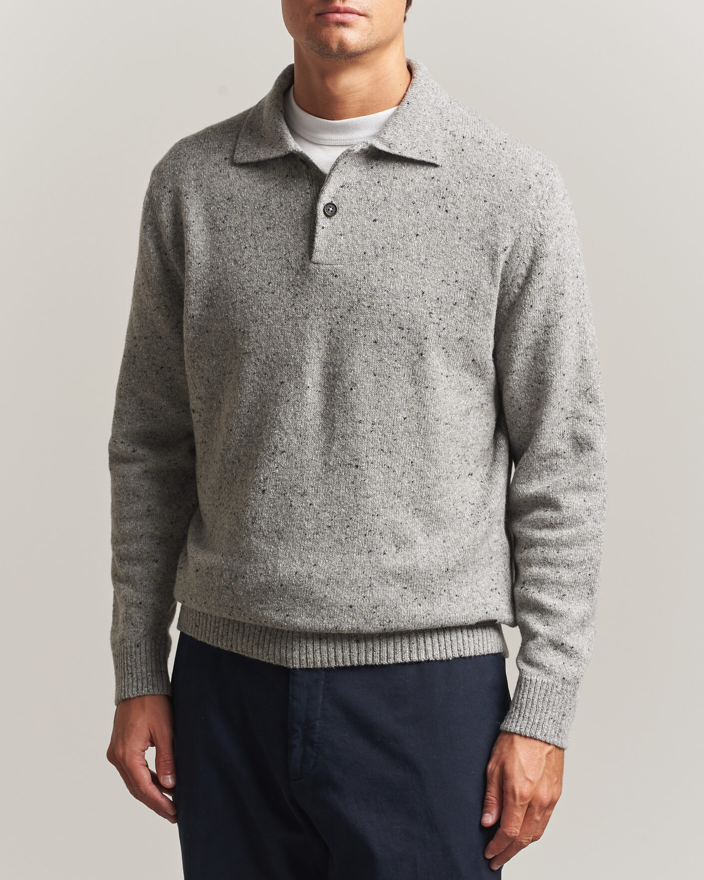 Uomini | Maglieria | Gant | Neps Wool Polo Grey Melange