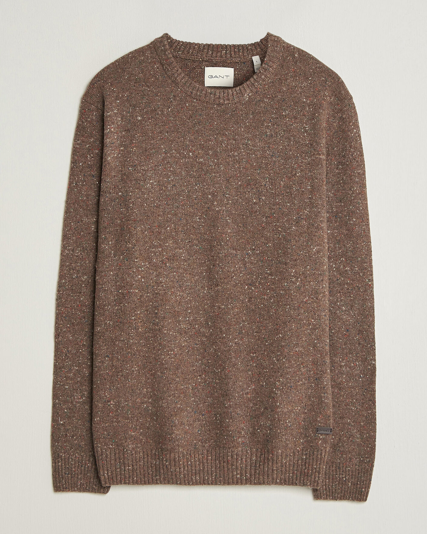 Uomini | Maglieria | Gant | Neps Wool Crew Neck Sweater Faded Taupe