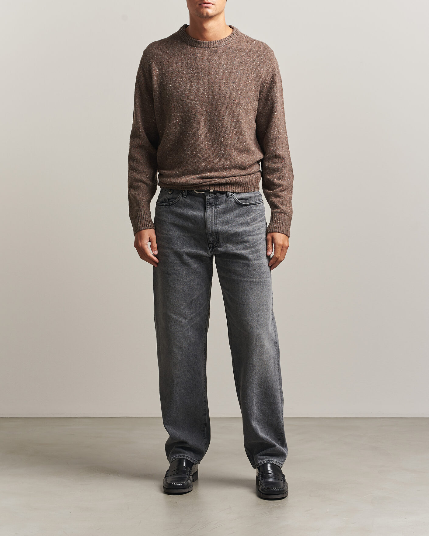 Uomini | Maglieria | Gant | Neps Wool Crew Neck Sweater Faded Taupe