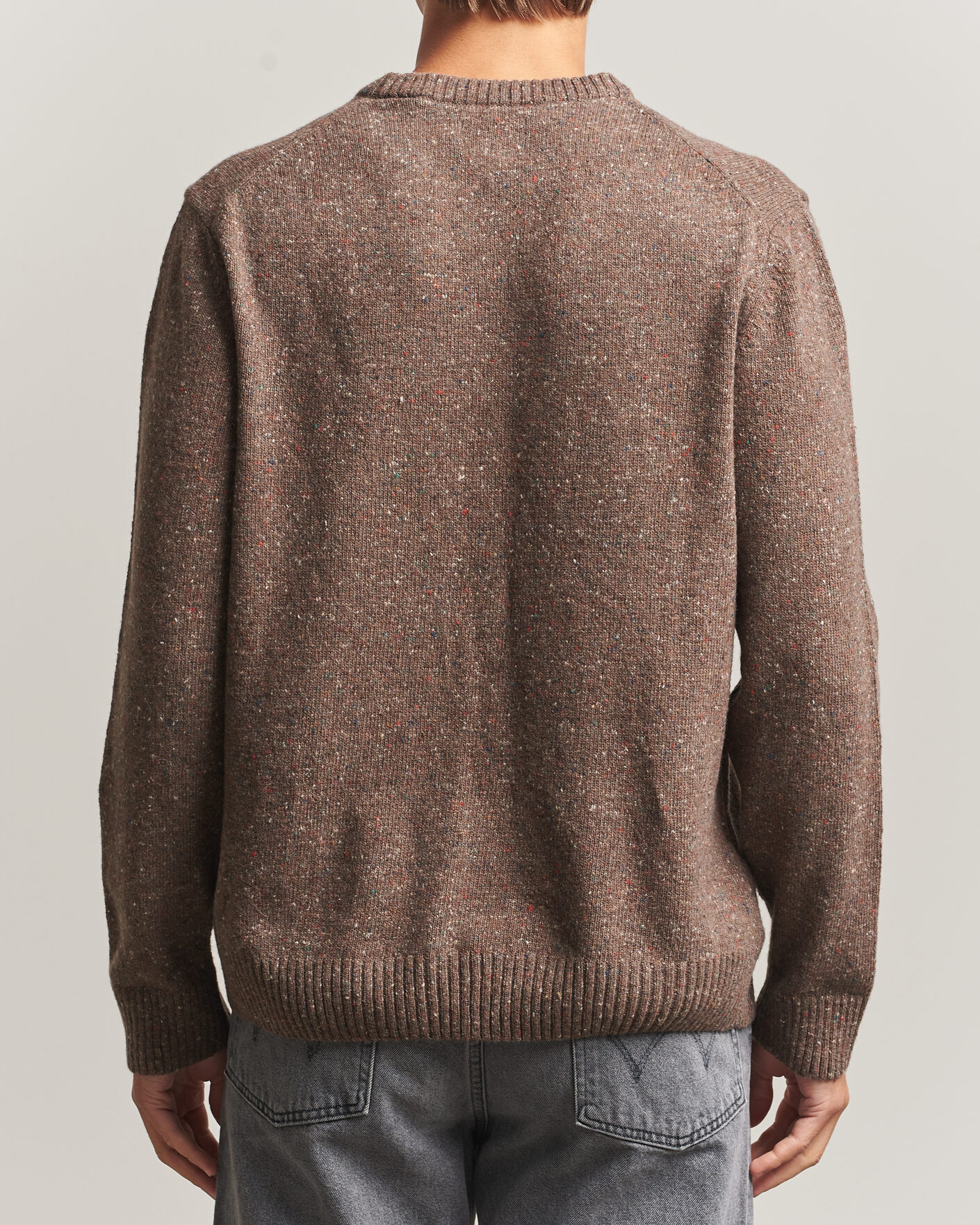 Uomini | Maglieria | Gant | Neps Wool Crew Neck Sweater Faded Taupe