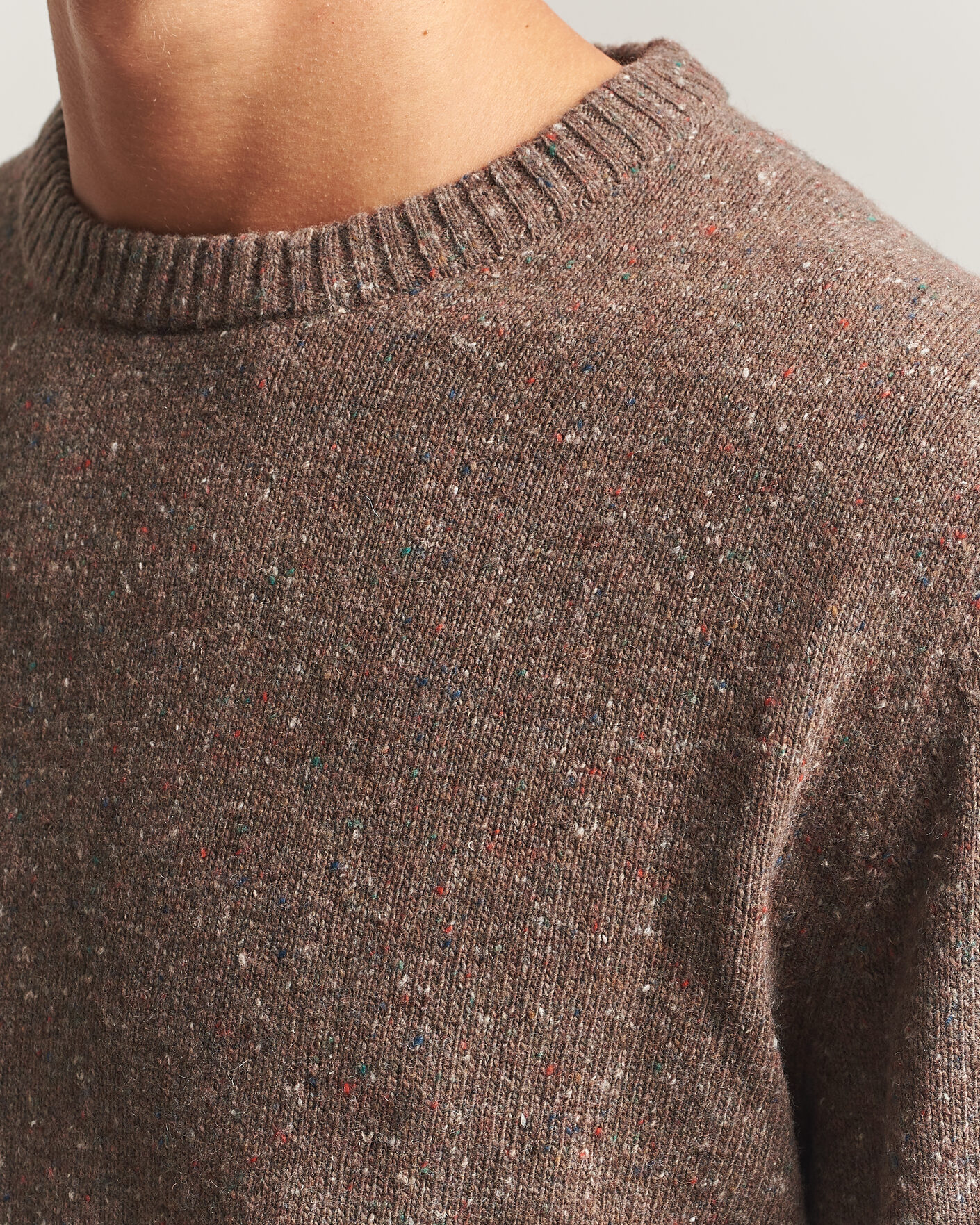 Uomini | Maglieria | Gant | Neps Wool Crew Neck Sweater Faded Taupe