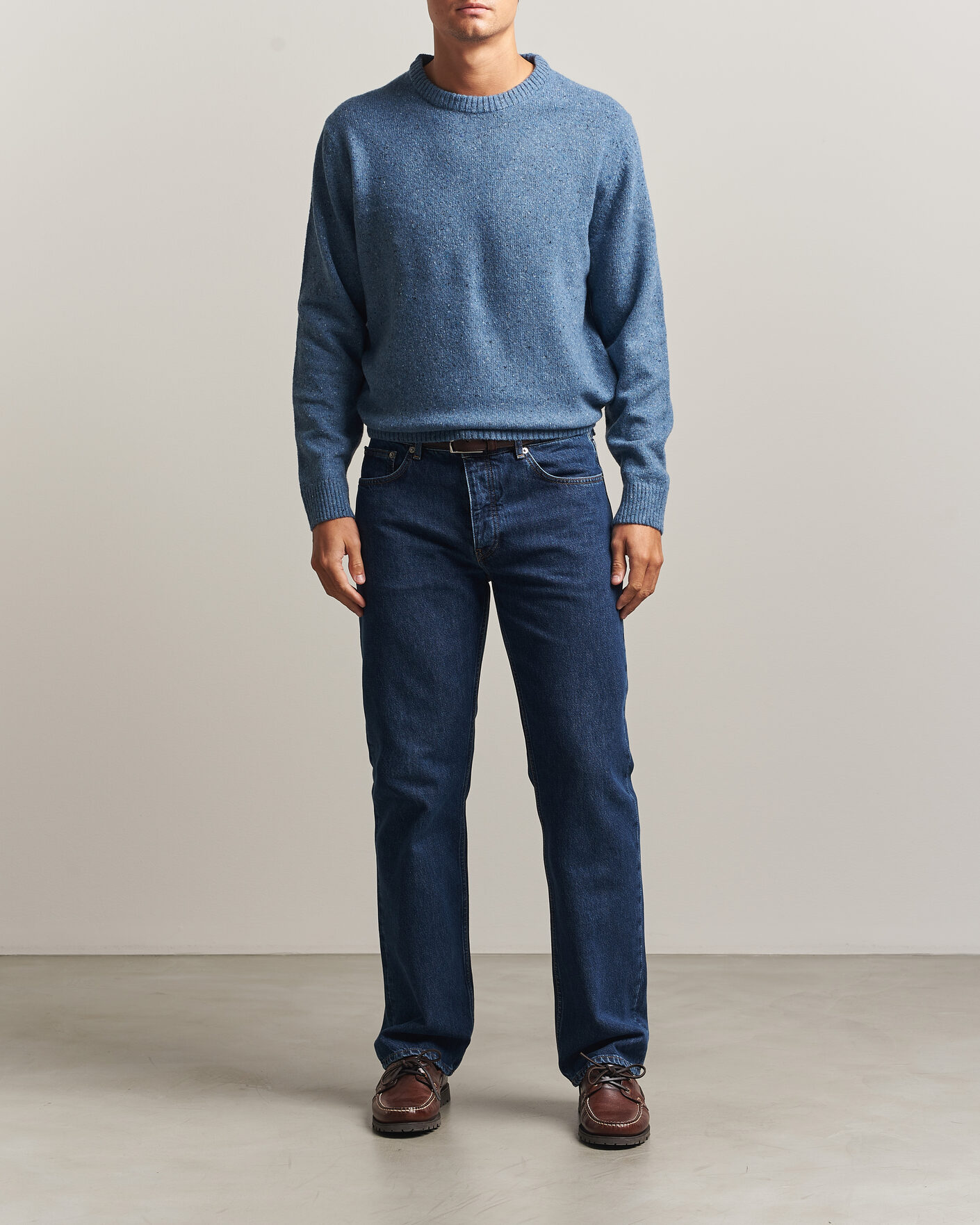 Uomini | Maglieria | Gant | Neps Wool Crew Neck Sweater Blue Horizon