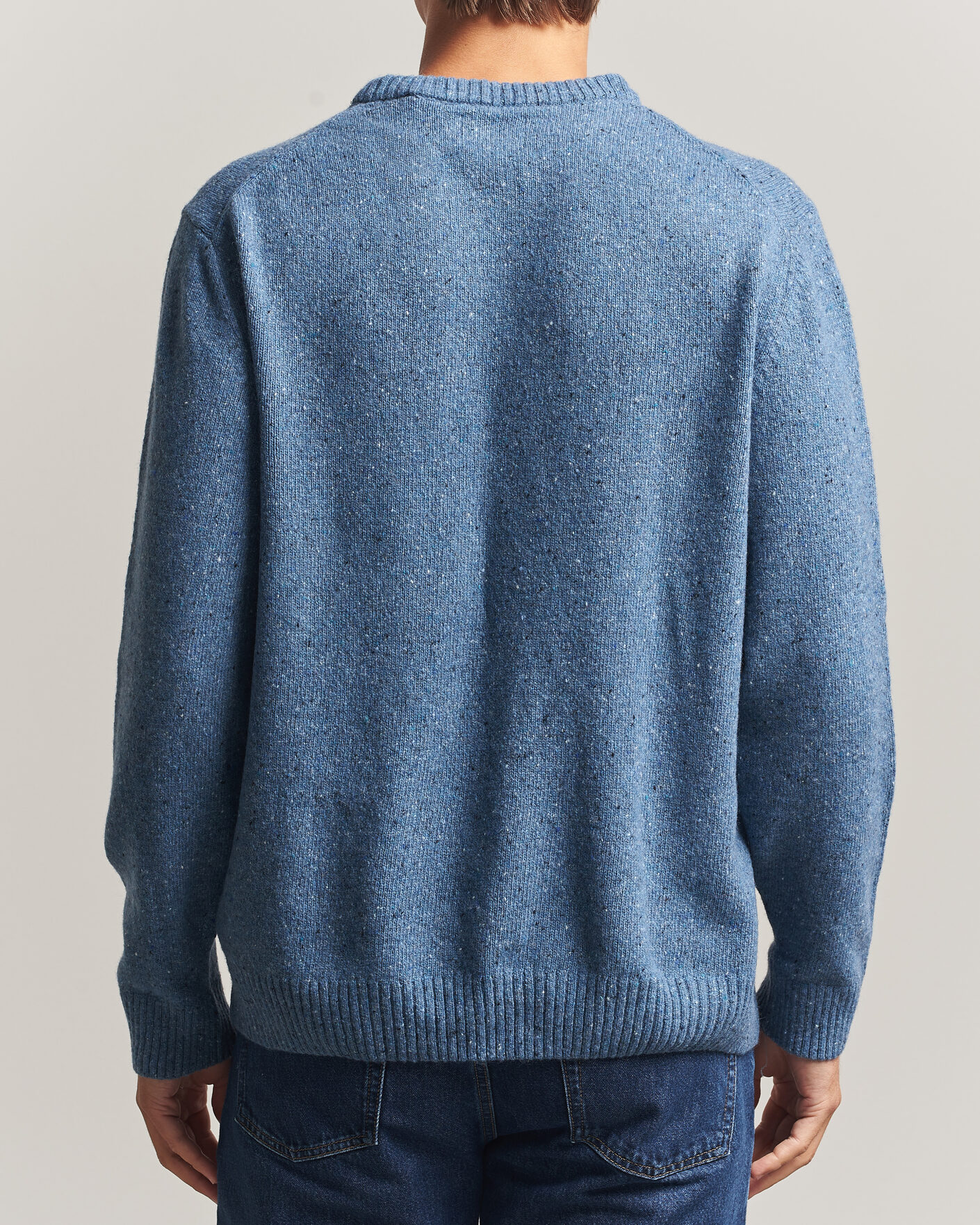 Uomini | Maglieria | Gant | Neps Wool Crew Neck Sweater Blue Horizon