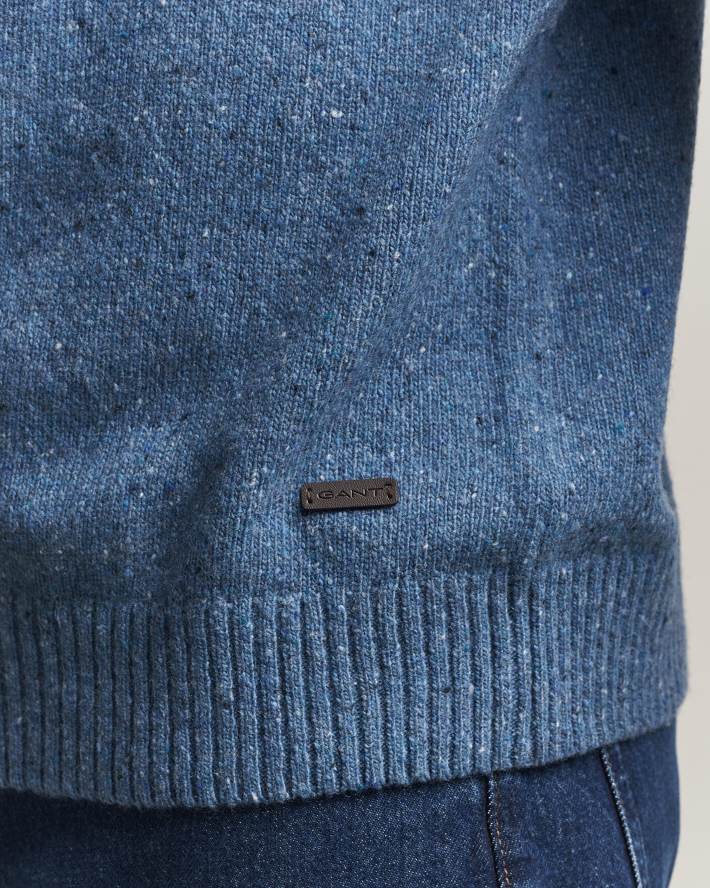 Uomini | Maglieria | Gant | Neps Wool Crew Neck Sweater Blue Horizon