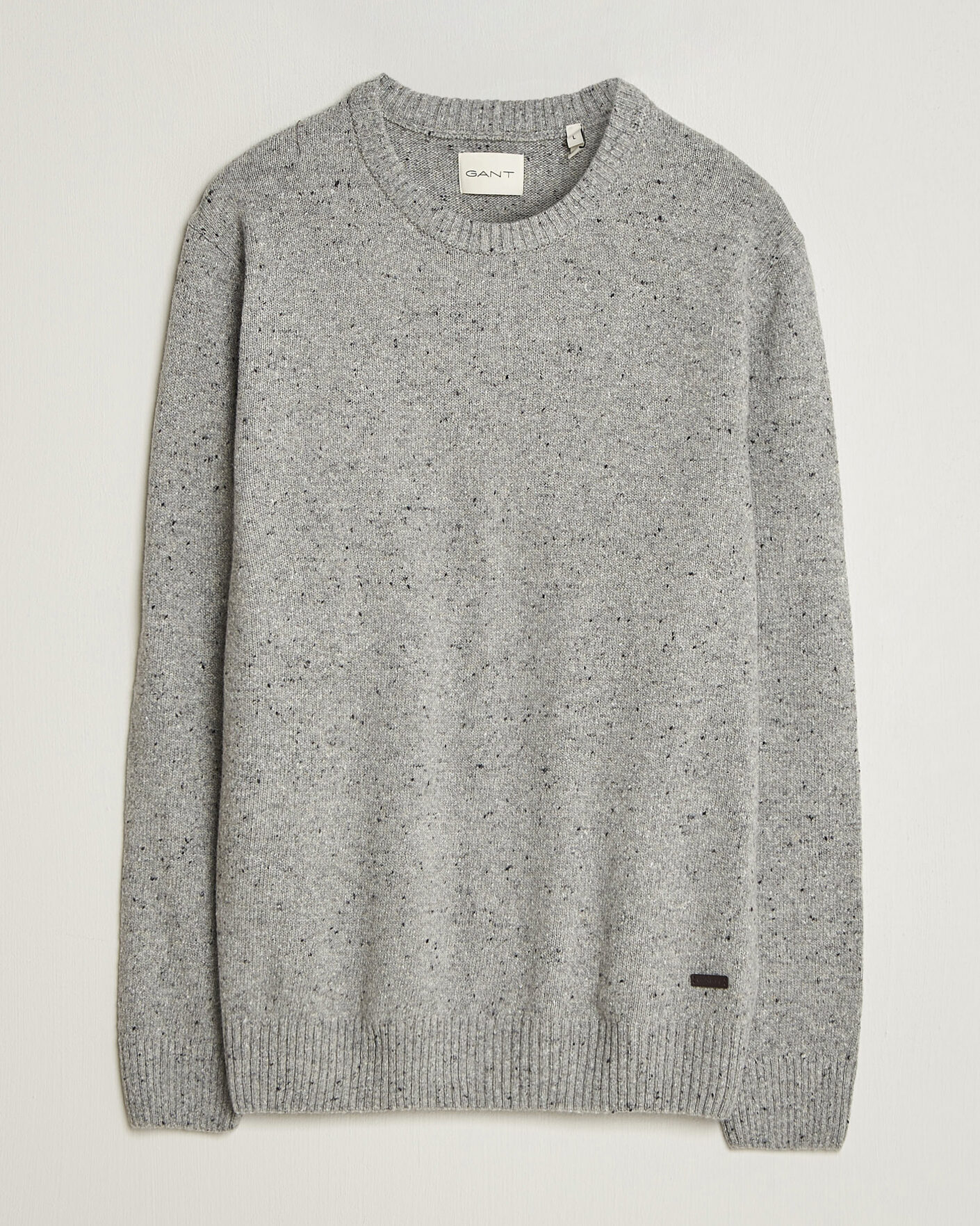 Uomini | Maglieria | Gant | Neps Wool Crew Neck Sweater Grey Melange