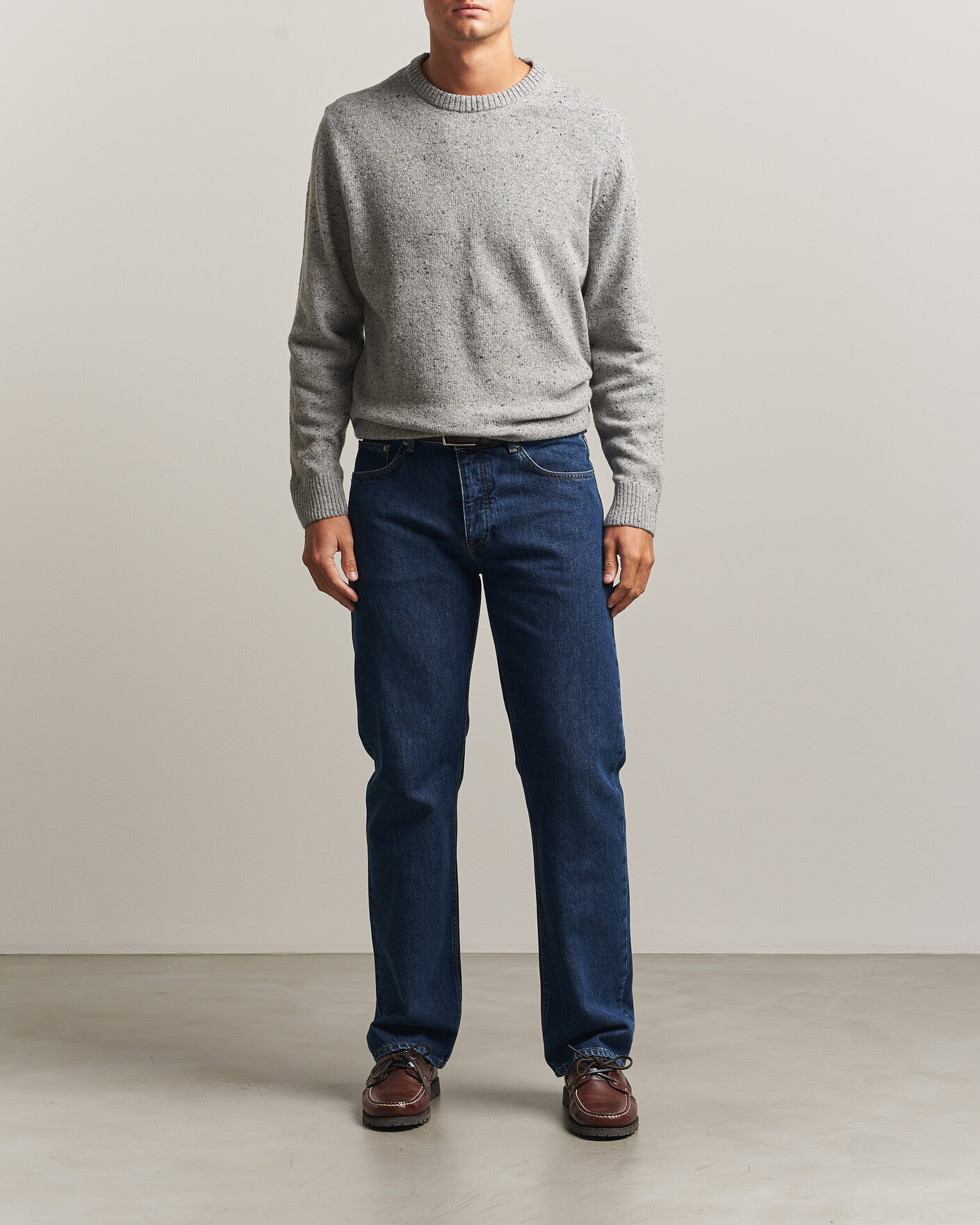 Uomini | Maglieria | Gant | Neps Wool Crew Neck Sweater Grey Melange