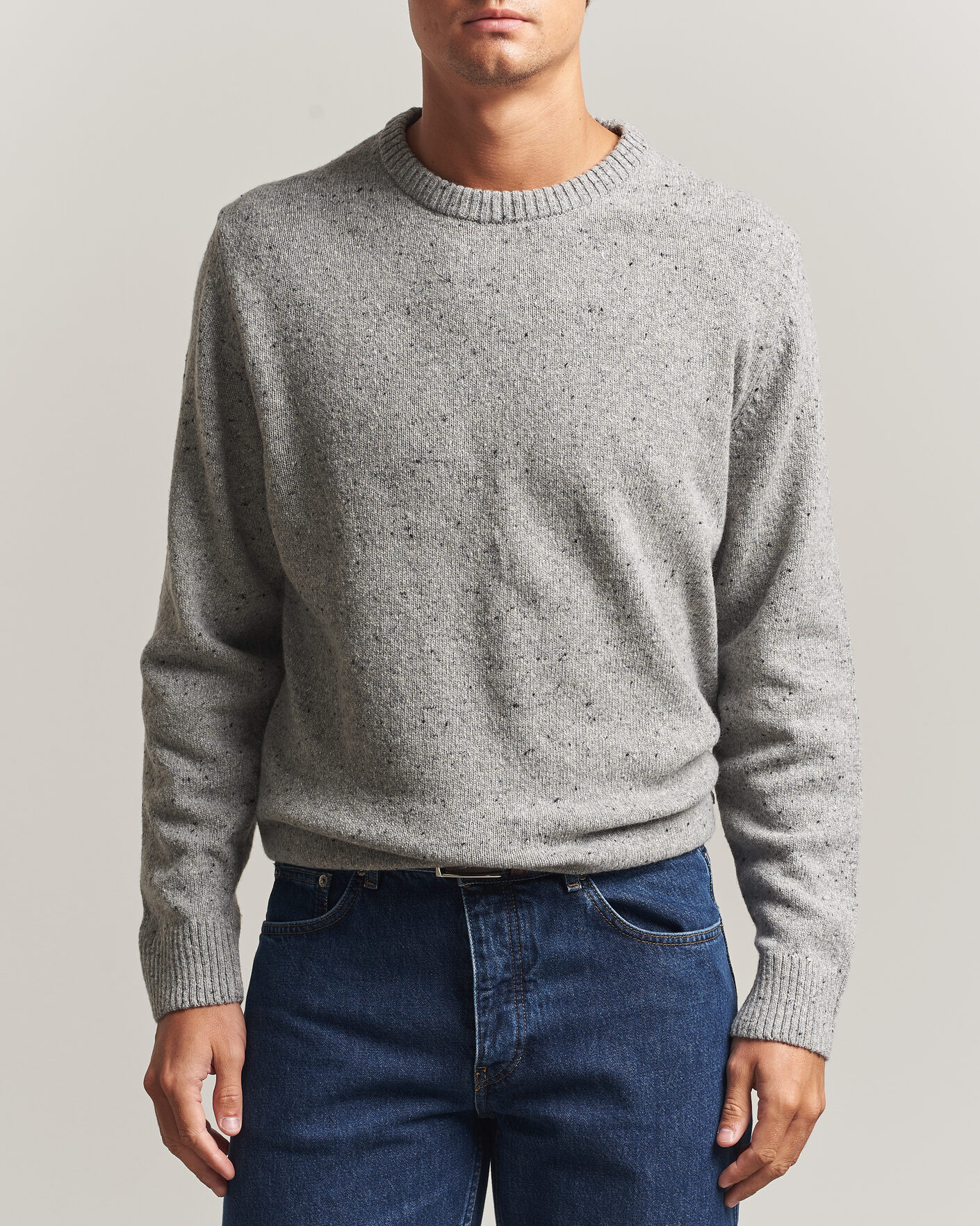Uomini | Maglieria | Gant | Neps Wool Crew Neck Sweater Grey Melange