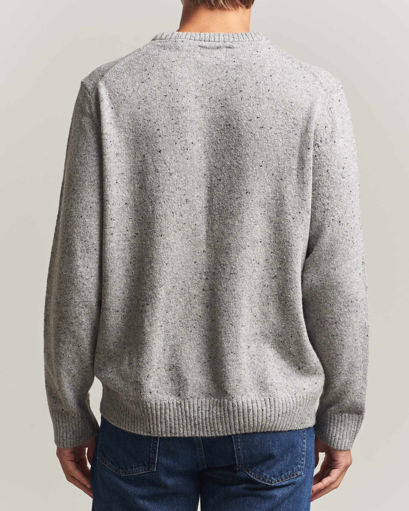Uomini | Maglieria | Gant | Neps Wool Crew Neck Sweater Grey Melange