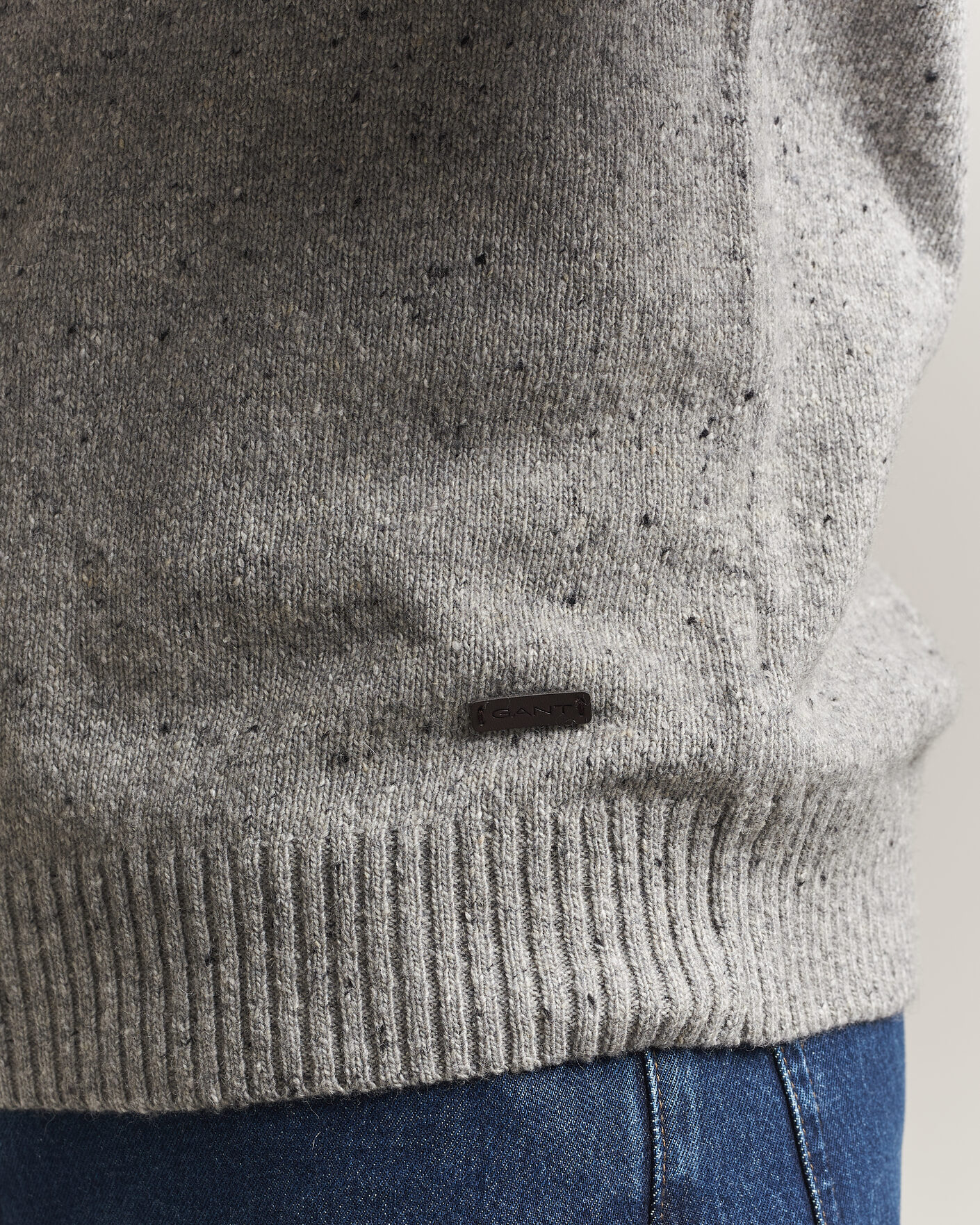 Uomini | Maglieria | Gant | Neps Wool Crew Neck Sweater Grey Melange