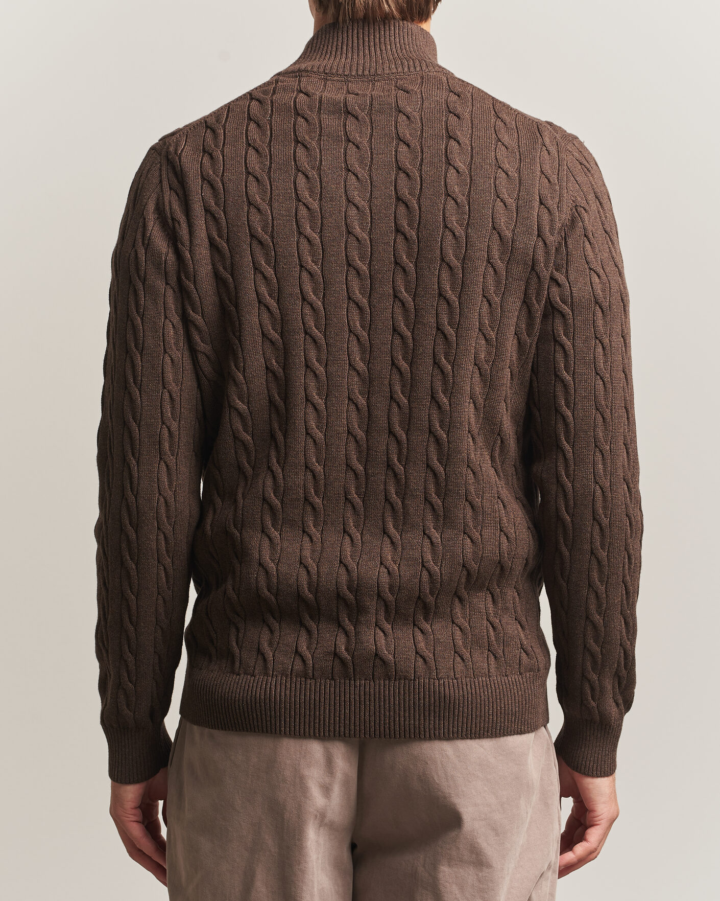 Uomini | Maglieria | Gant | Cotton Cable Half Zip Black Brown Melange