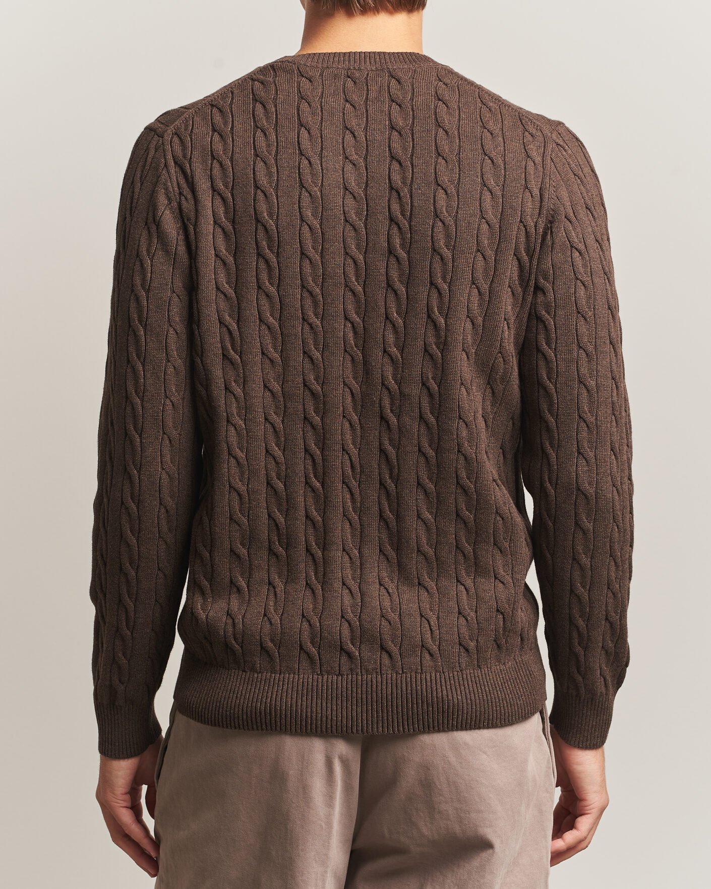 Uomini | Maglieria | Gant | Cotton Cable Crew Neck Black Brown Melange