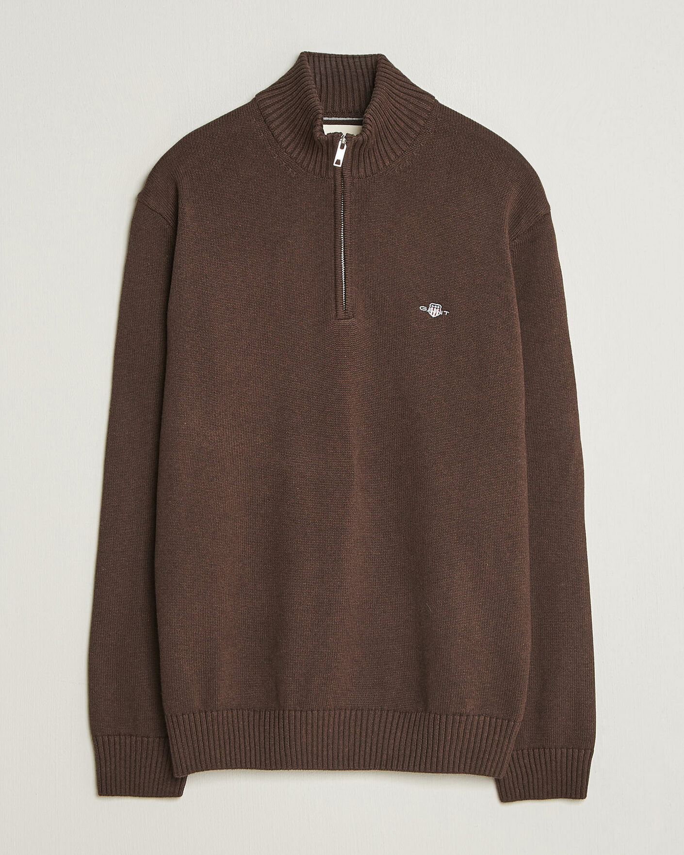 Uomini | Maglieria | Gant | Casual Cotton Half Zip Black Brown Melange