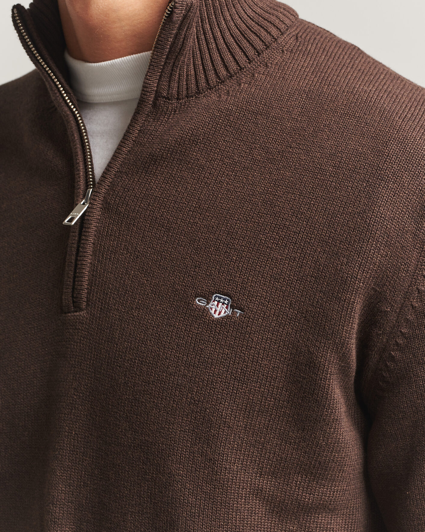 Uomini | Maglieria | Gant | Casual Cotton Half Zip Black Brown Melange