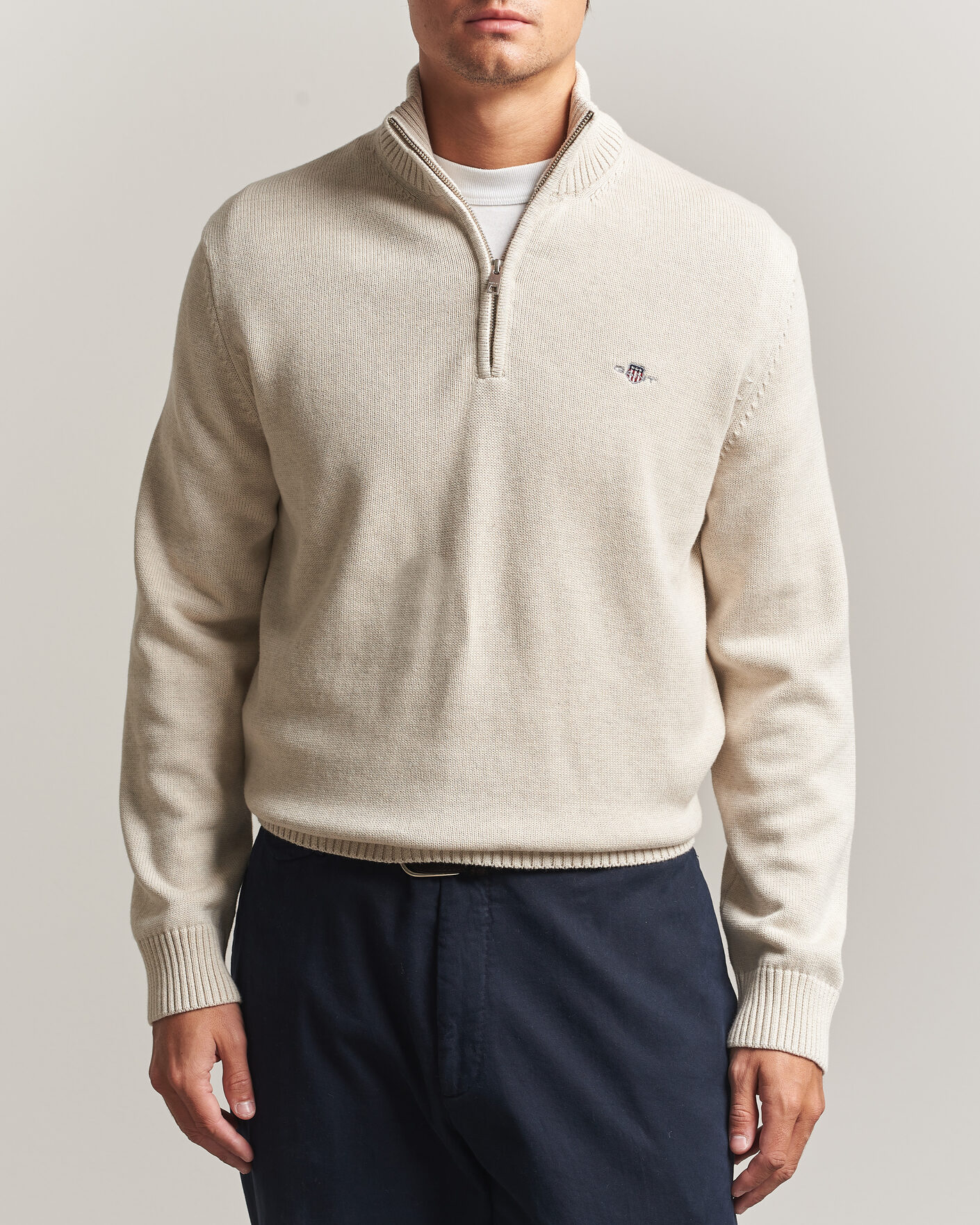 Uomini | Maglieria | Gant | Casual Cotton Half Zip Seed Melange