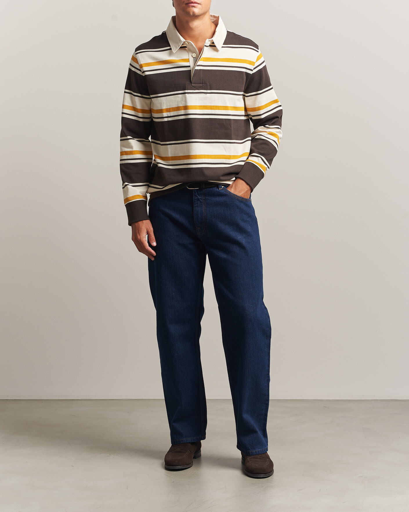 Uomini | Maglieria | Gant | Striped Heavy Rugger Charred Wood Brown