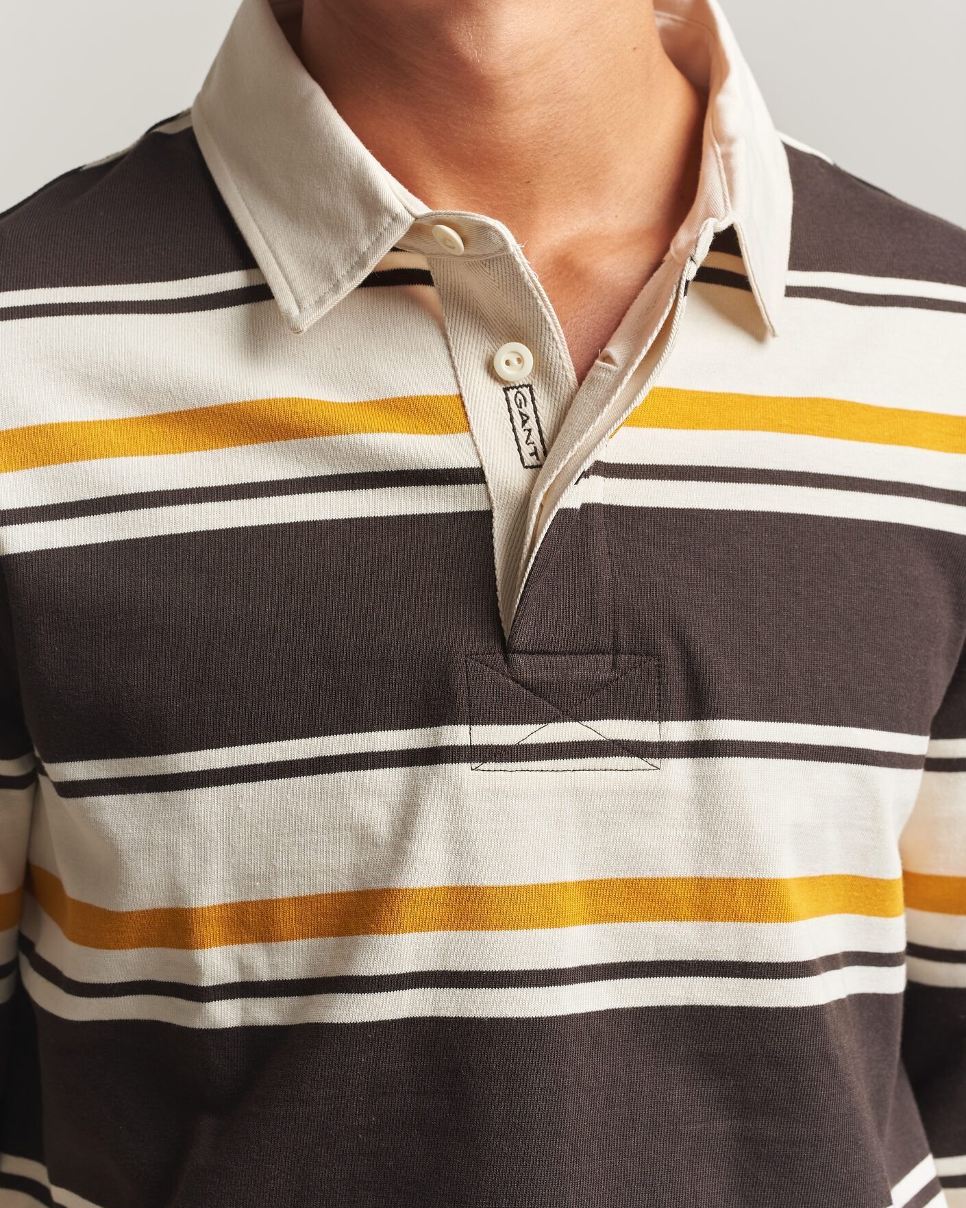 Uomini | Maglieria | Gant | Striped Heavy Rugger Charred Wood Brown