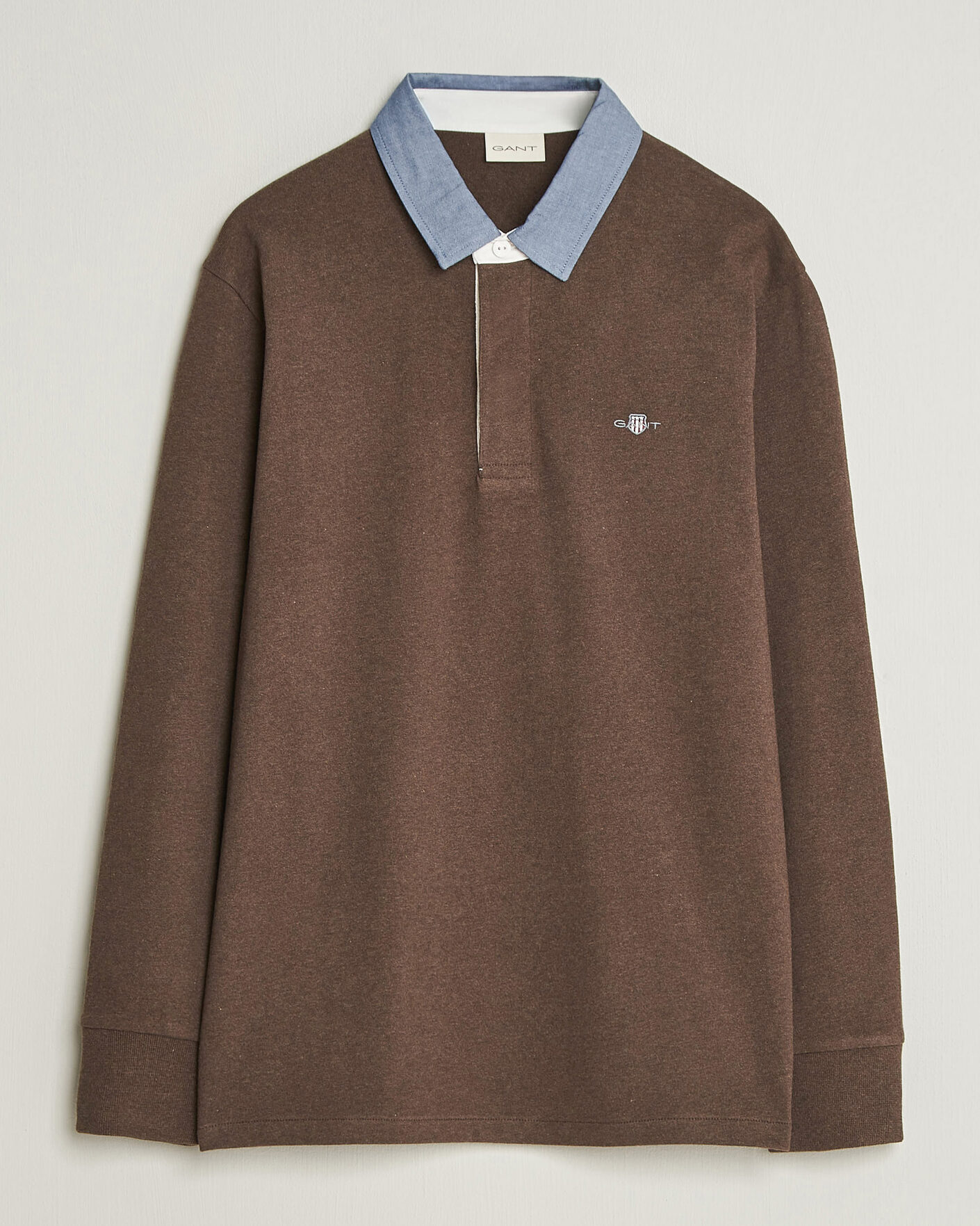 Uomini | Maglieria | Gant | Chambray Solid Heavy Rugger Black Brown Melange