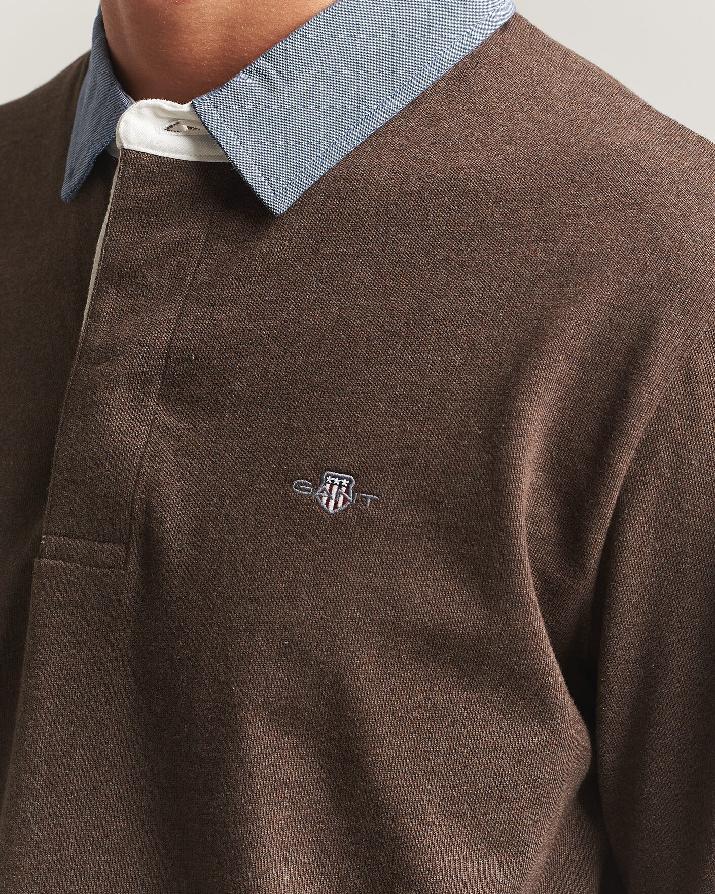 Uomini | Maglieria | Gant | Chambray Solid Heavy Rugger Black Brown Melange