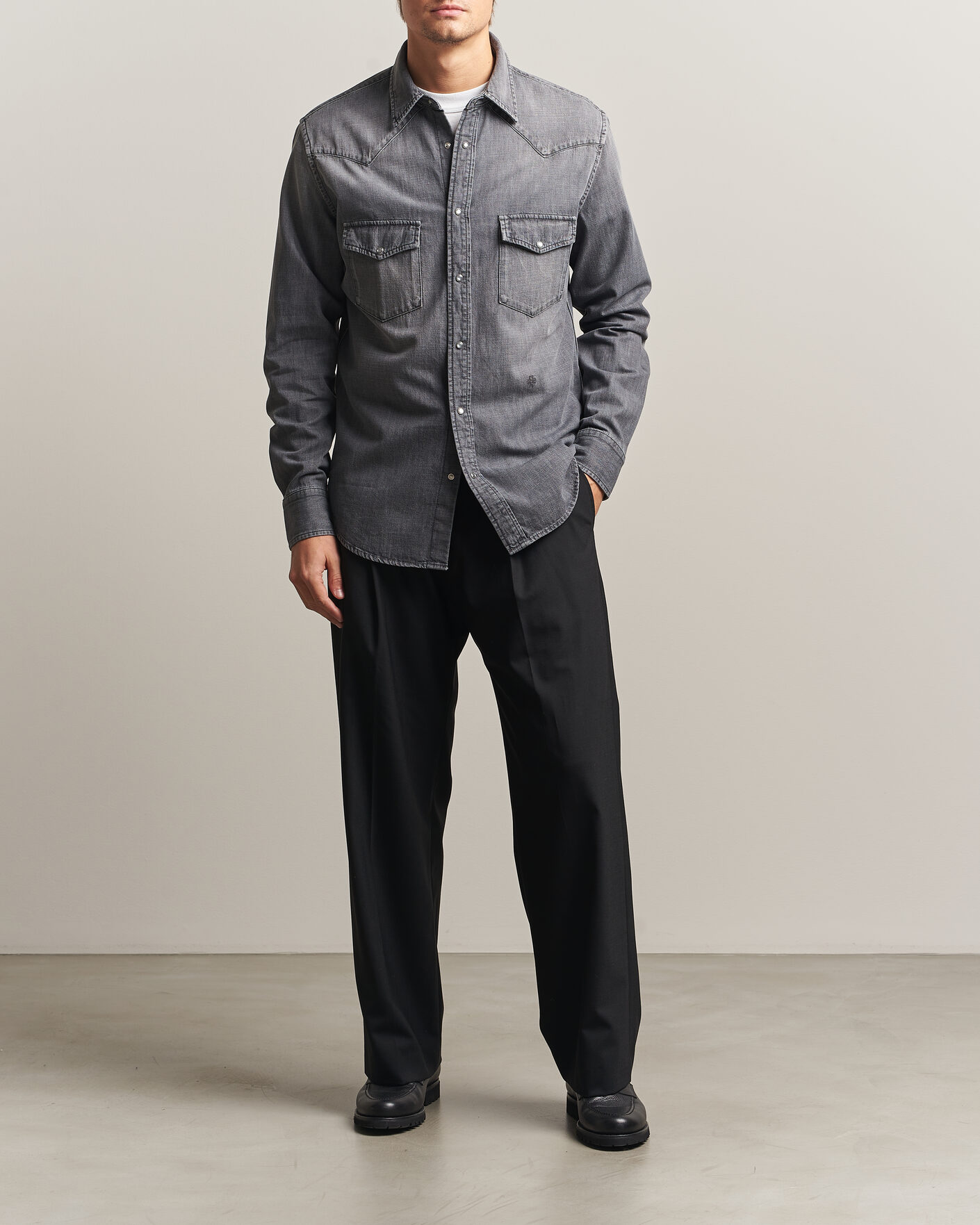 Uomini | Camicie | Jacob Cohën | Denim Western Pocket Overshirt Grey