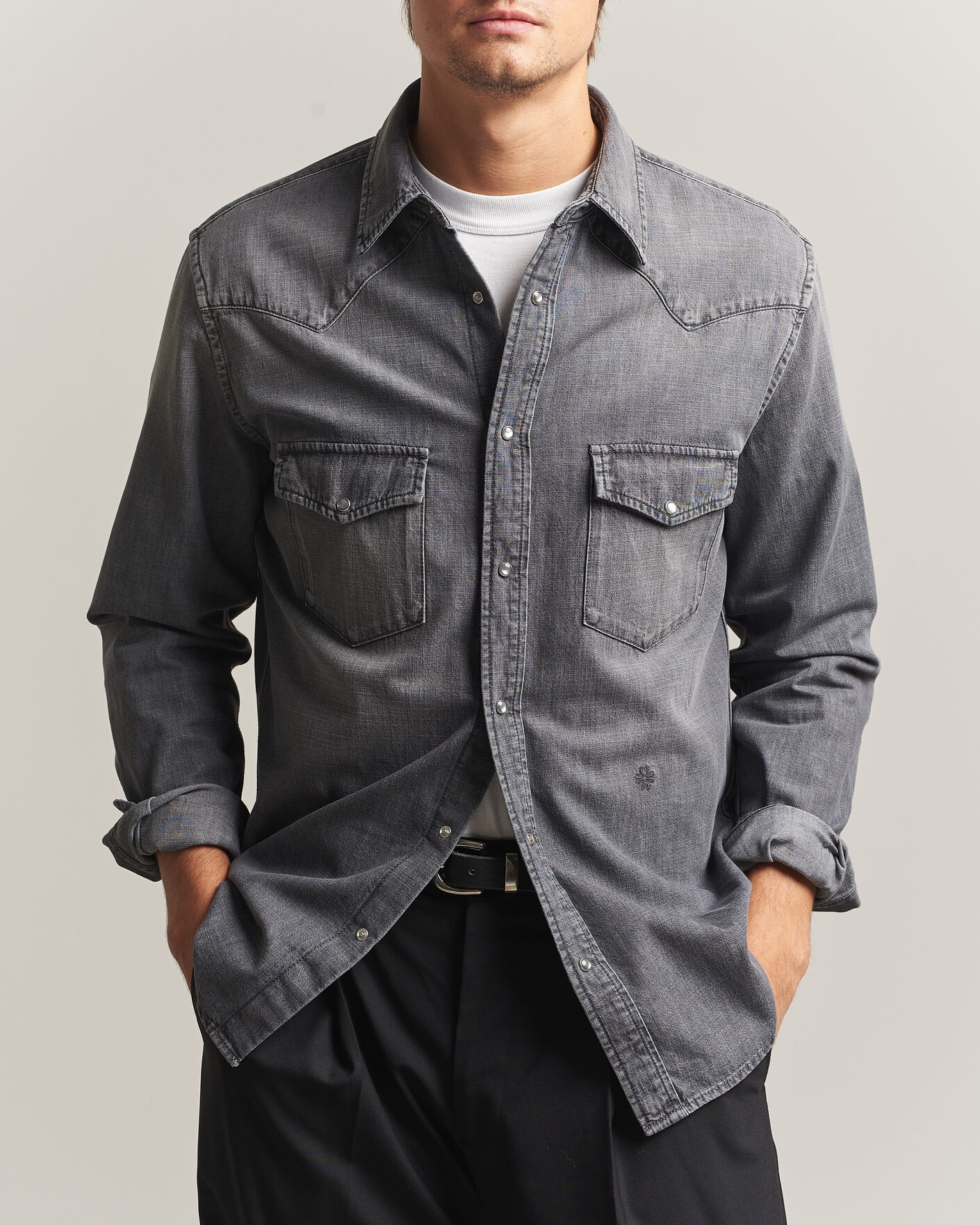 Uomini | Camicie | Jacob Cohën | Denim Western Pocket Overshirt Grey