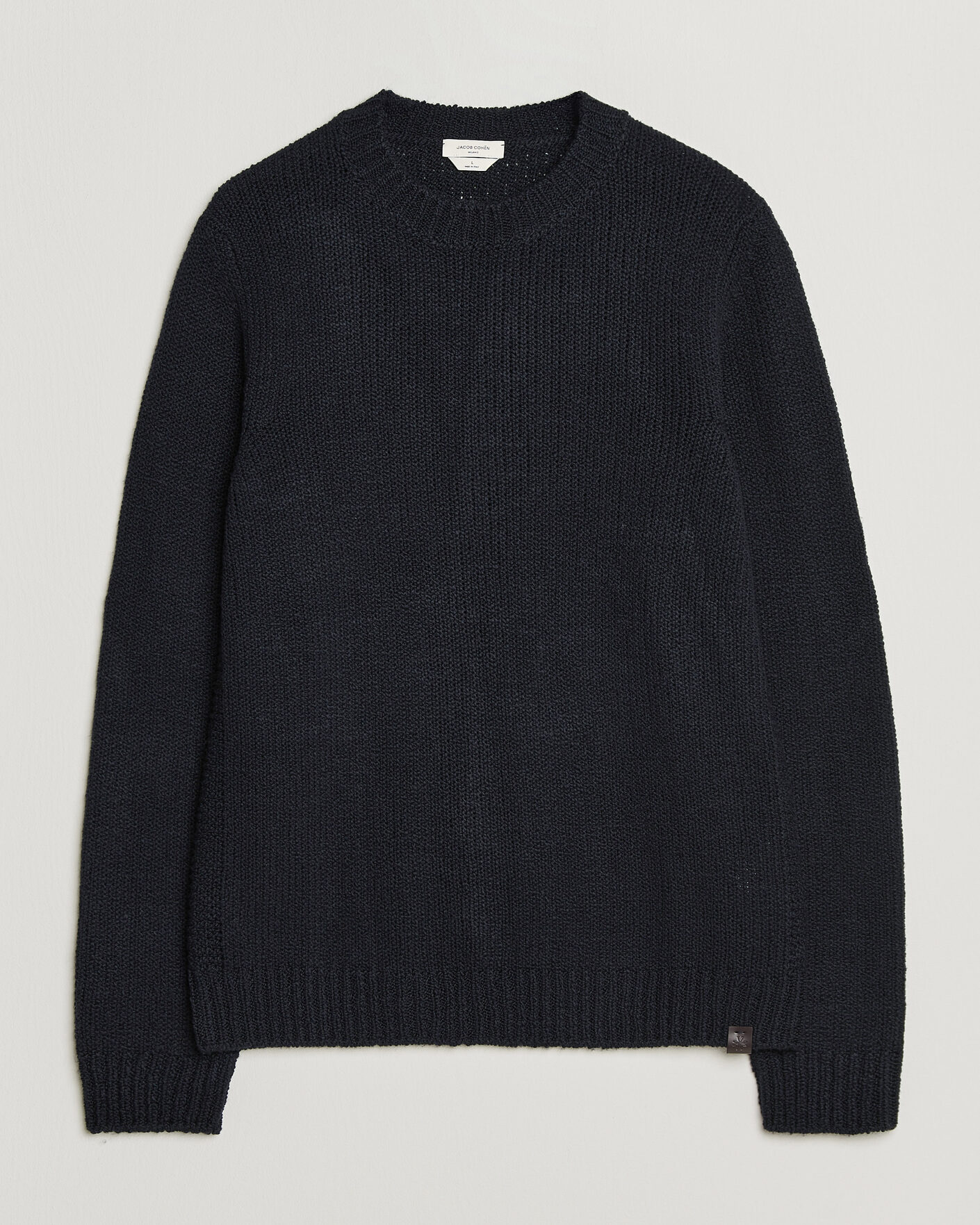 Uomini | Maglieria | Jacob Cohën | Muffled Virgin Wool Link Stitch Sweater Navy