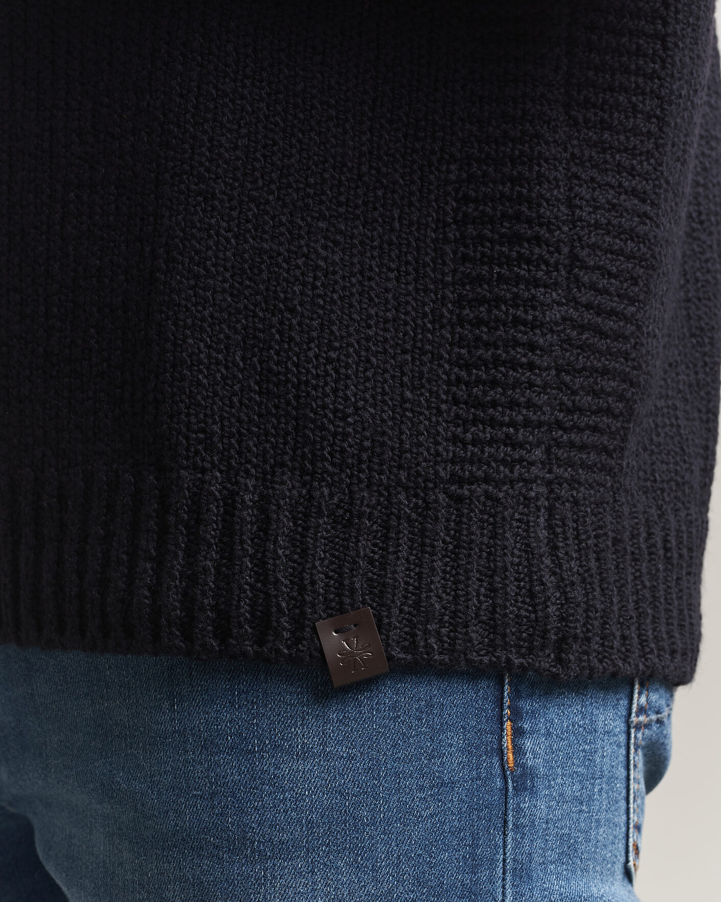 Uomini | Maglieria | Jacob Cohën | Muffled Virgin Wool Link Stitch Sweater Navy