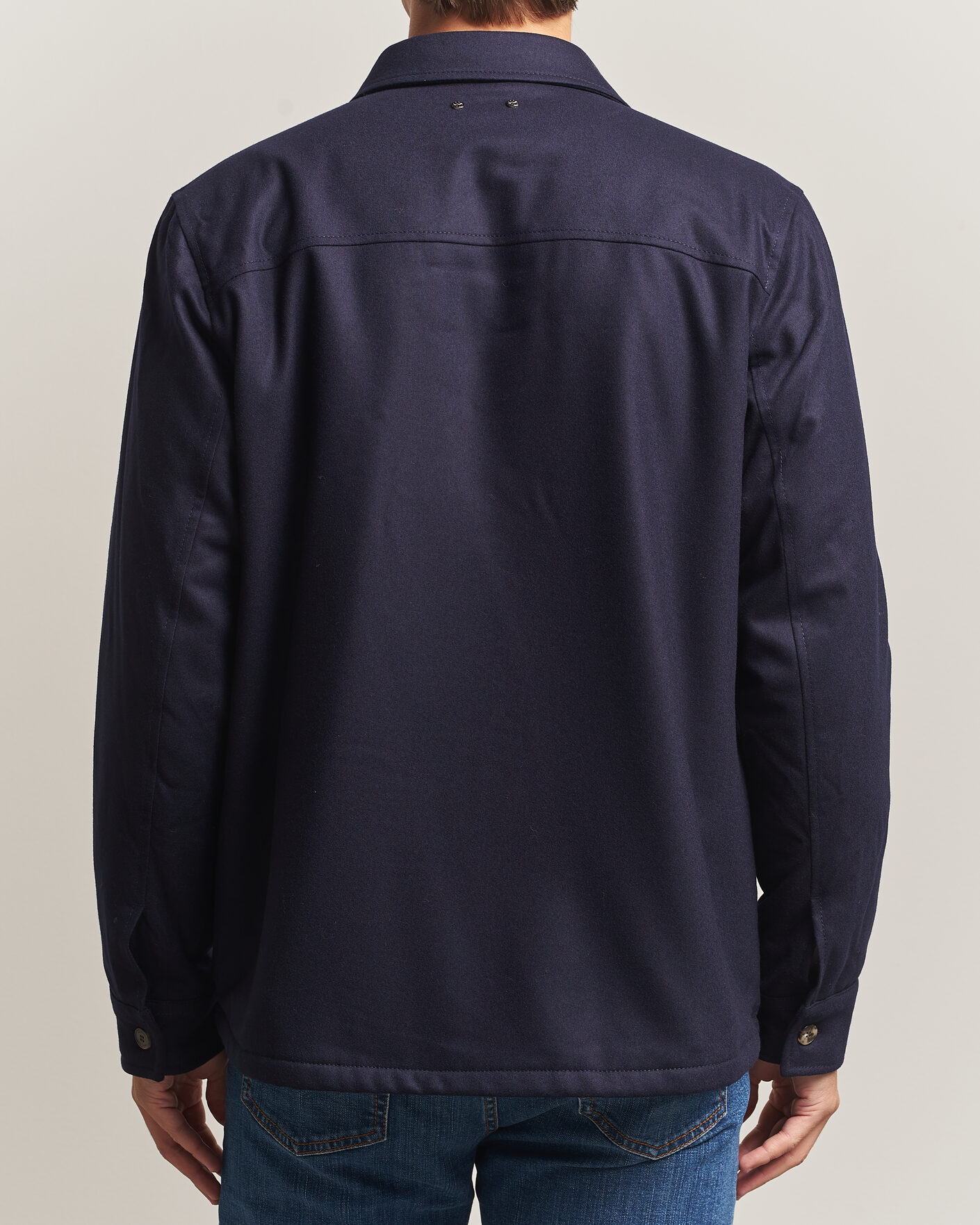 Uomini | Giacche | Jacob Cohën | Wool Flannel Eco Fur Lined Shirt Jacket Navy