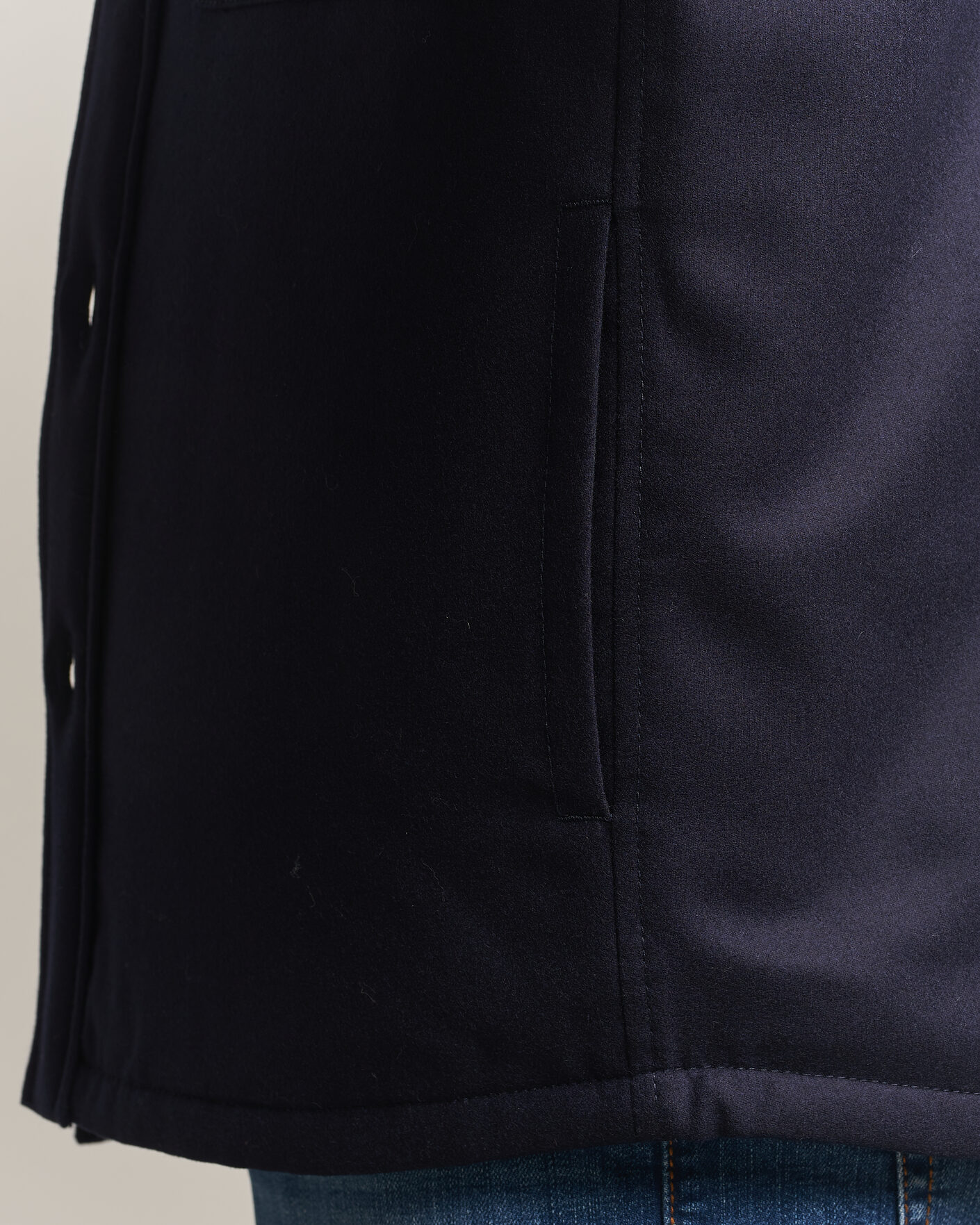 Uomini | Giacche | Jacob Cohën | Wool Flannel Eco Fur Lined Shirt Jacket Navy