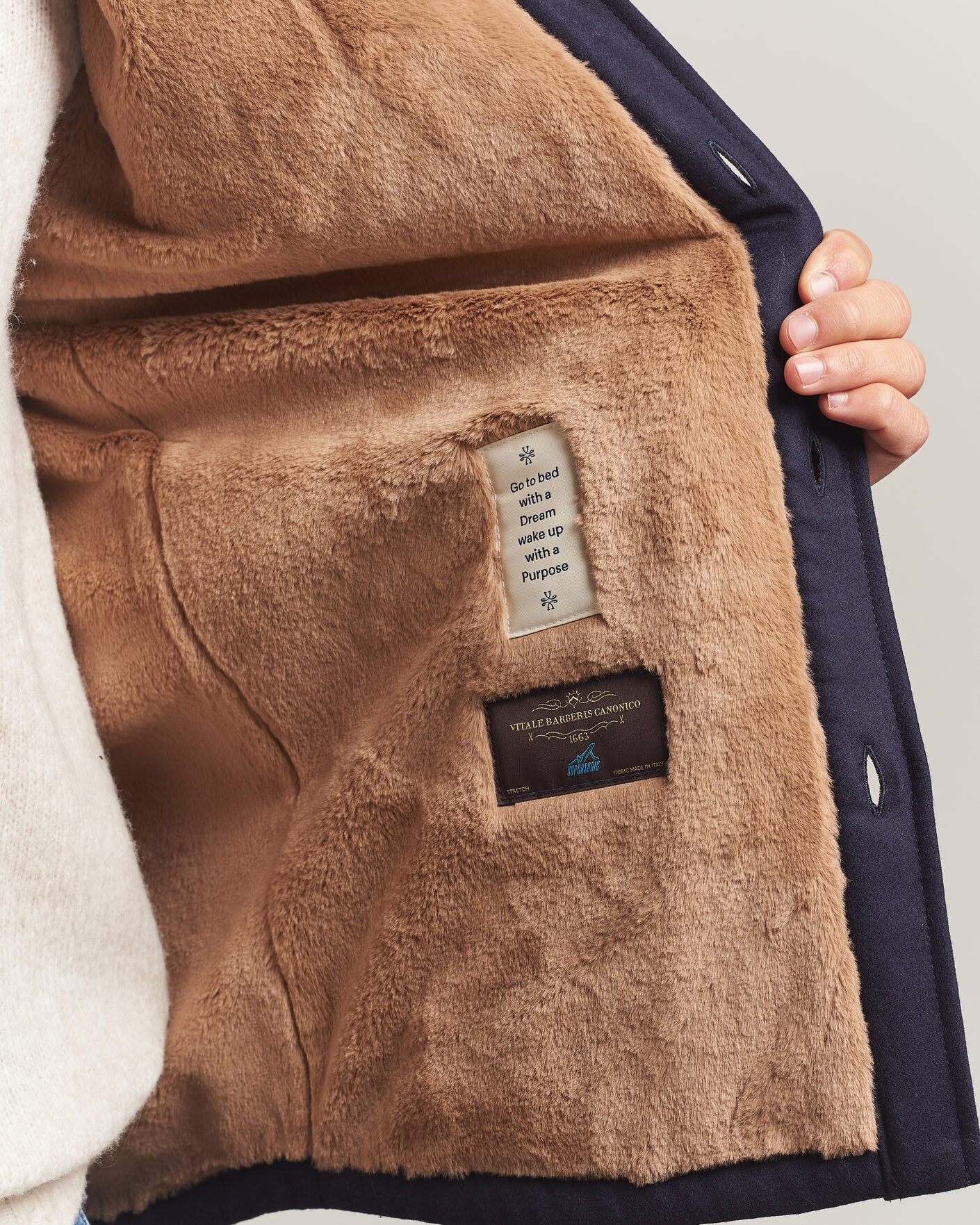 Uomini | Giacche | Jacob Cohën | Wool Flannel Eco Fur Lined Shirt Jacket Navy