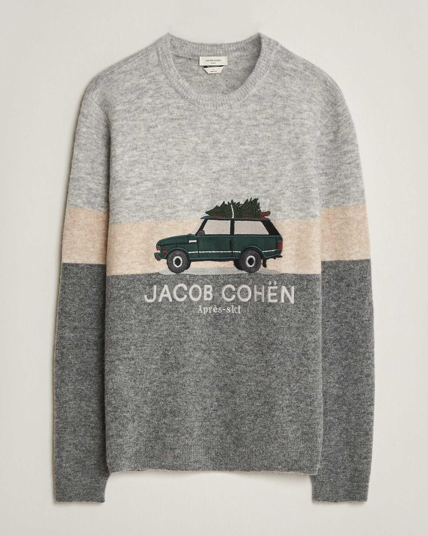Uomini | Maglieria | Jacob Cohën | Embroidery Knitted Apres-Ski Crew Neck Grey