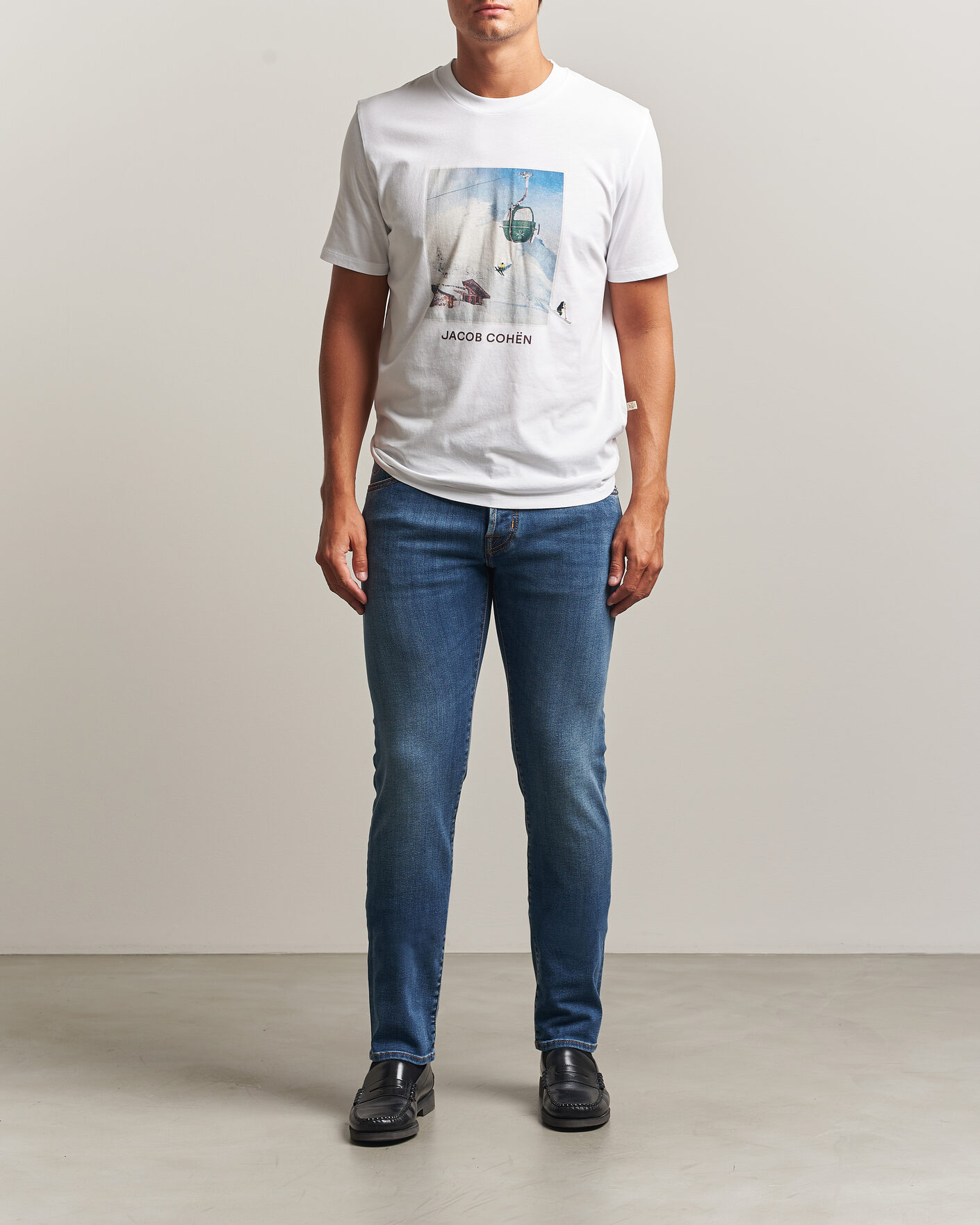 Uomini | T-shirt | Jacob Cohën | Apres Ski Printed T-Shirt White