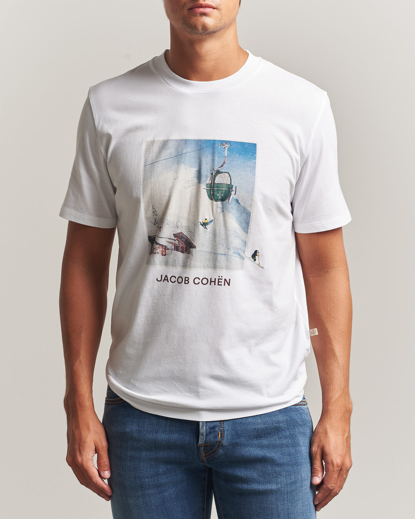 Uomini | T-shirt | Jacob Cohën | Apres Ski Printed T-Shirt White
