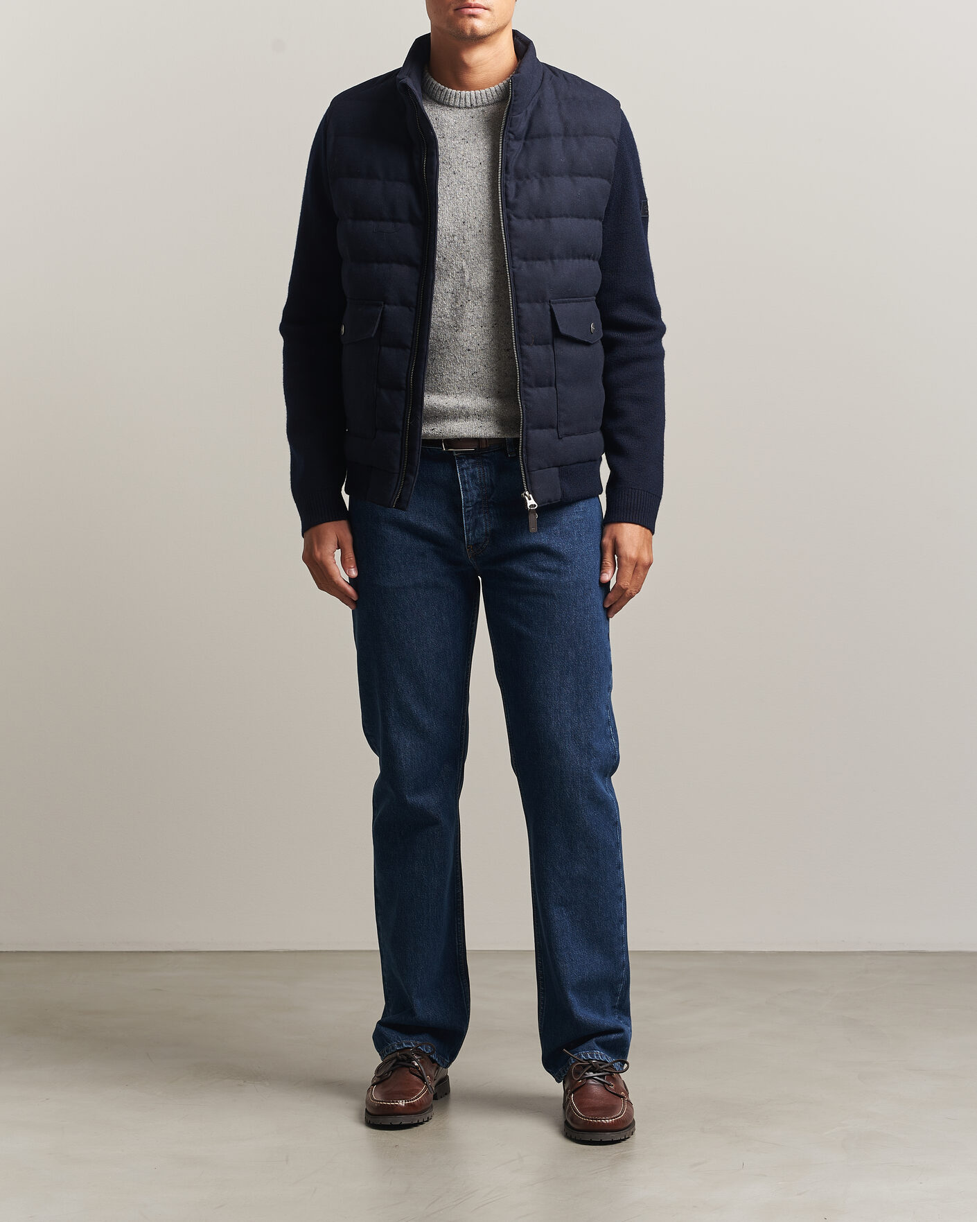 Uomini | Giacche | Gant | Padded Hybrid Flannel Jacket Evening Blue