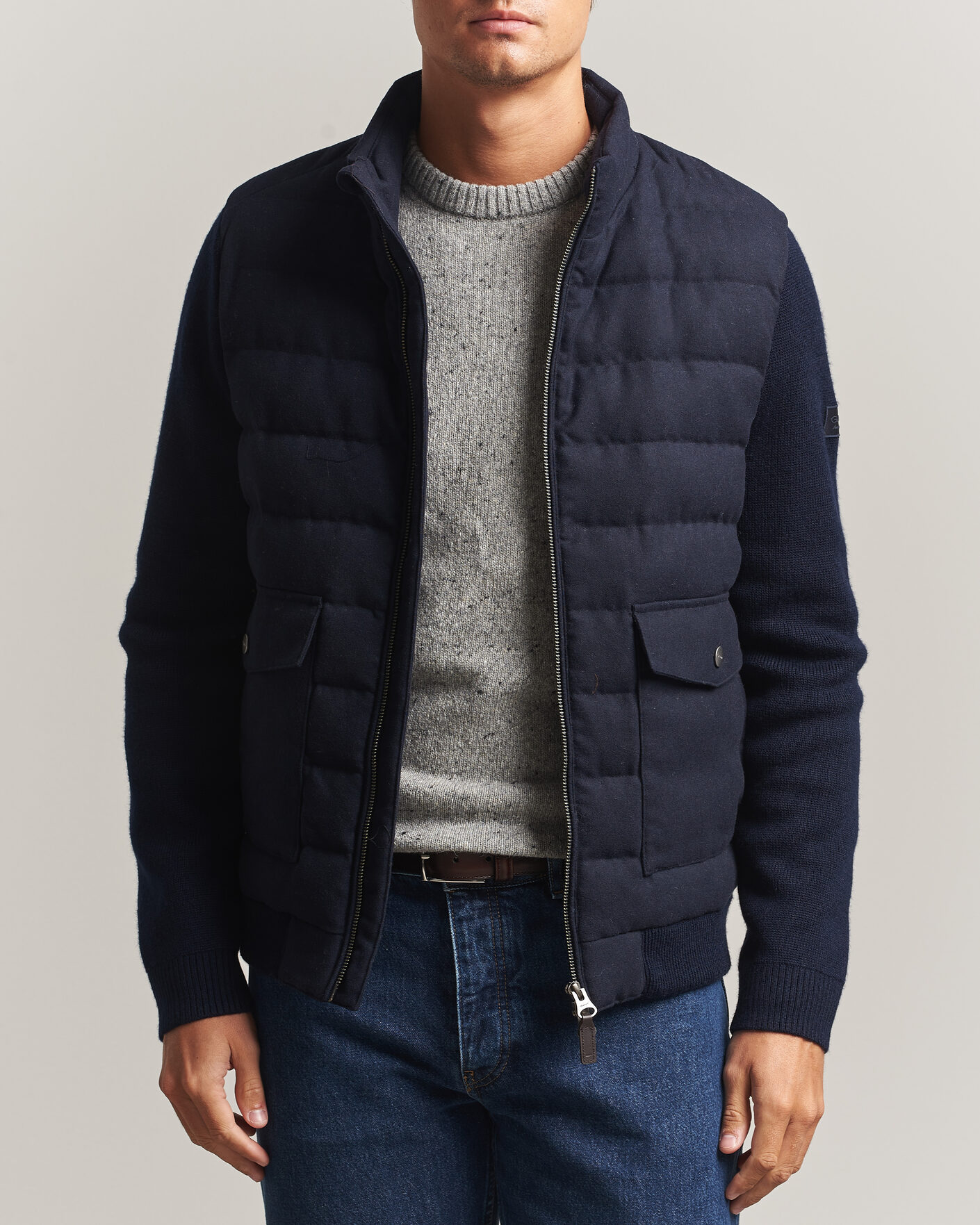 Uomini | Giacche | Gant | Padded Hybrid Flannel Jacket Evening Blue