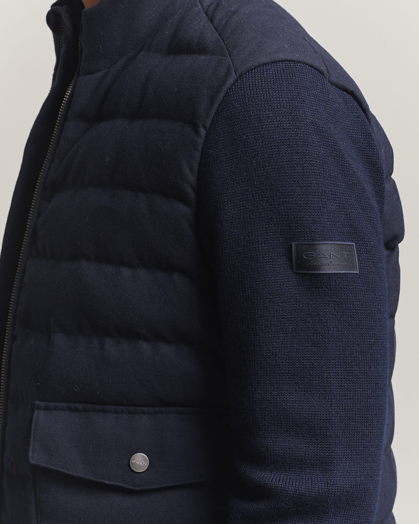 Uomini | Giacche | Gant | Padded Hybrid Flannel Jacket Evening Blue