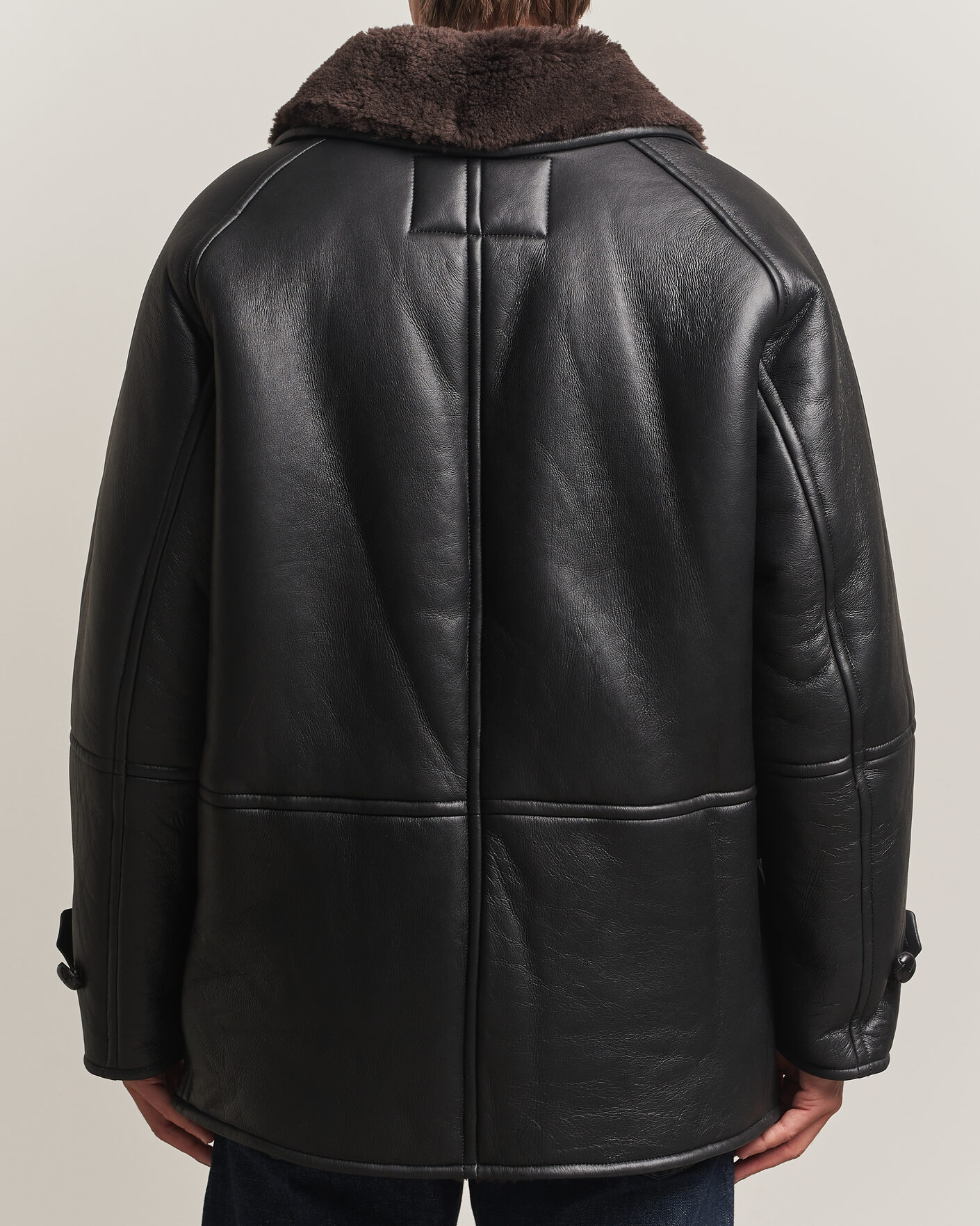 Uomini | Giacche | Gant | Shearling Leather Peacoat Black