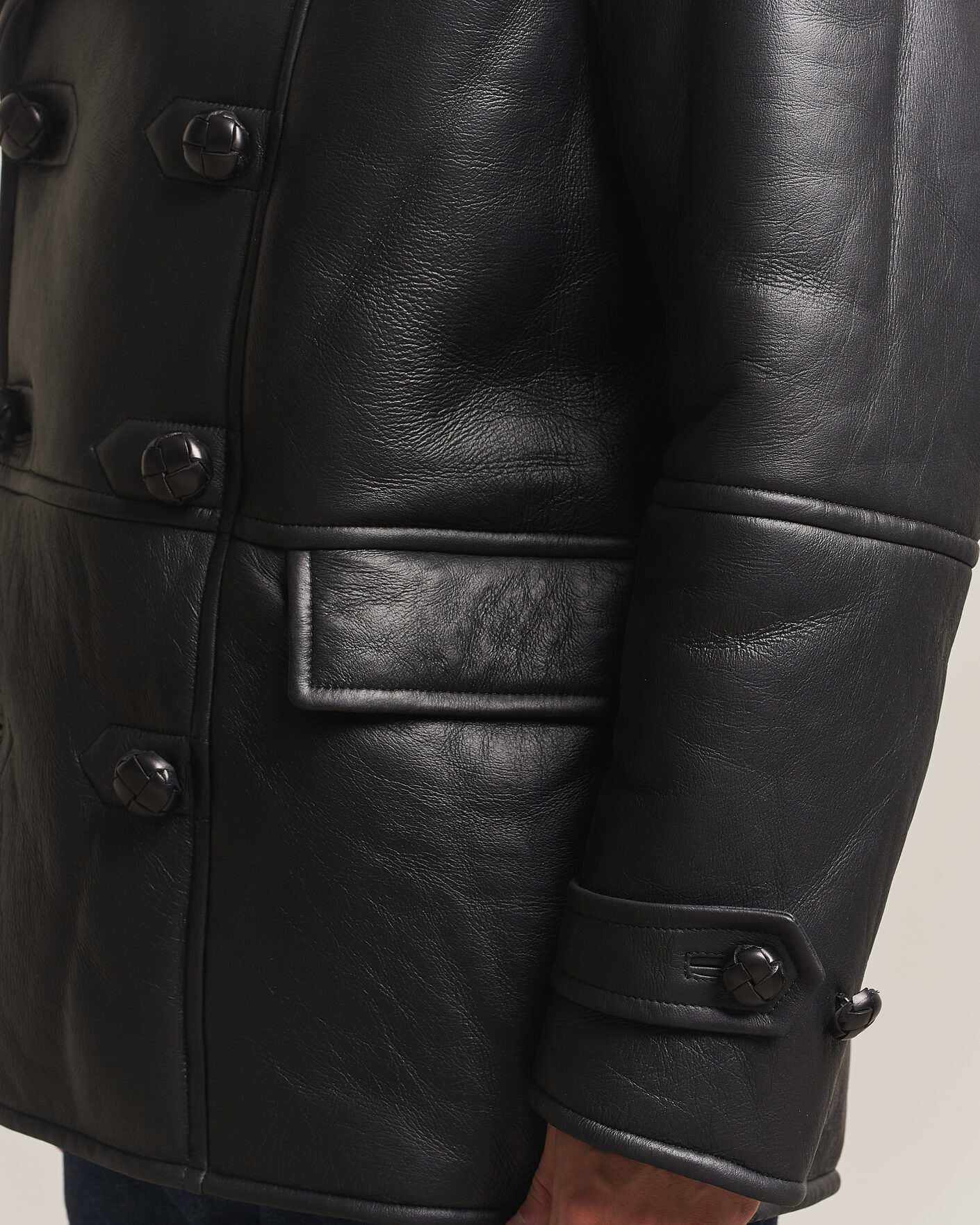 Uomini | Giacche | Gant | Shearling Leather Peacoat Black