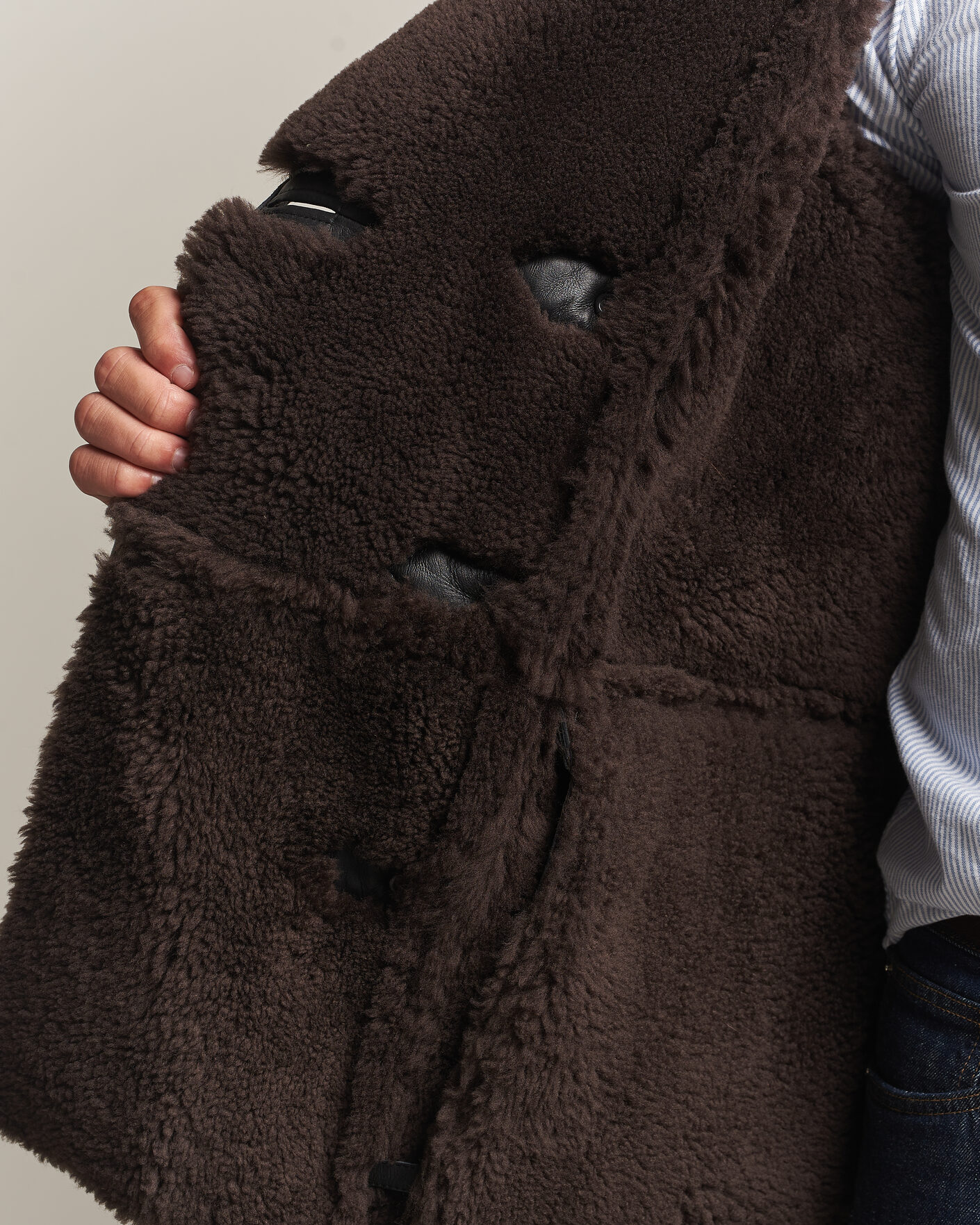 Uomini | Giacche | Gant | Shearling Leather Peacoat Black