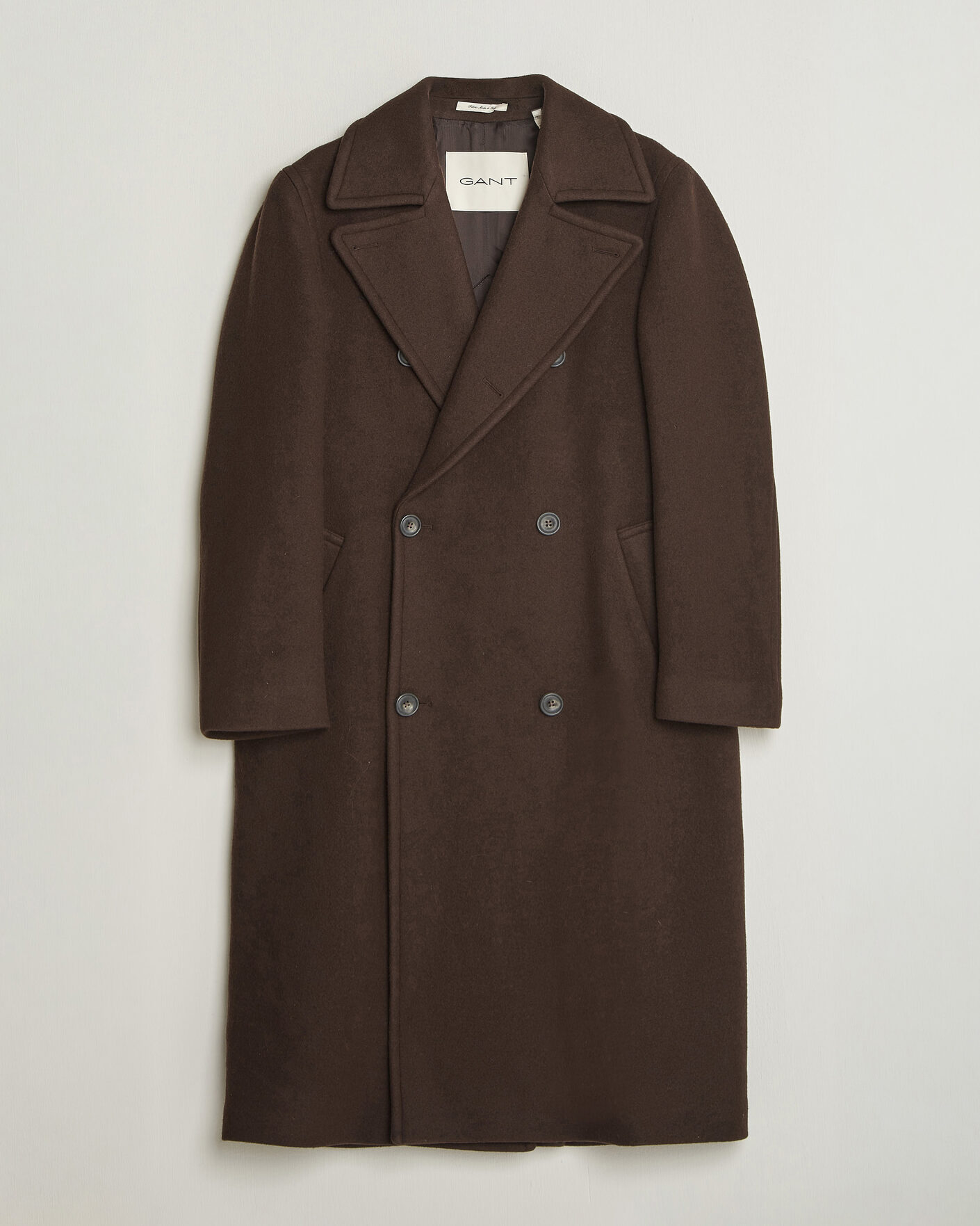 Uomini | Giacche | Gant | Wool Double Breasted Belted Coat Black Brown