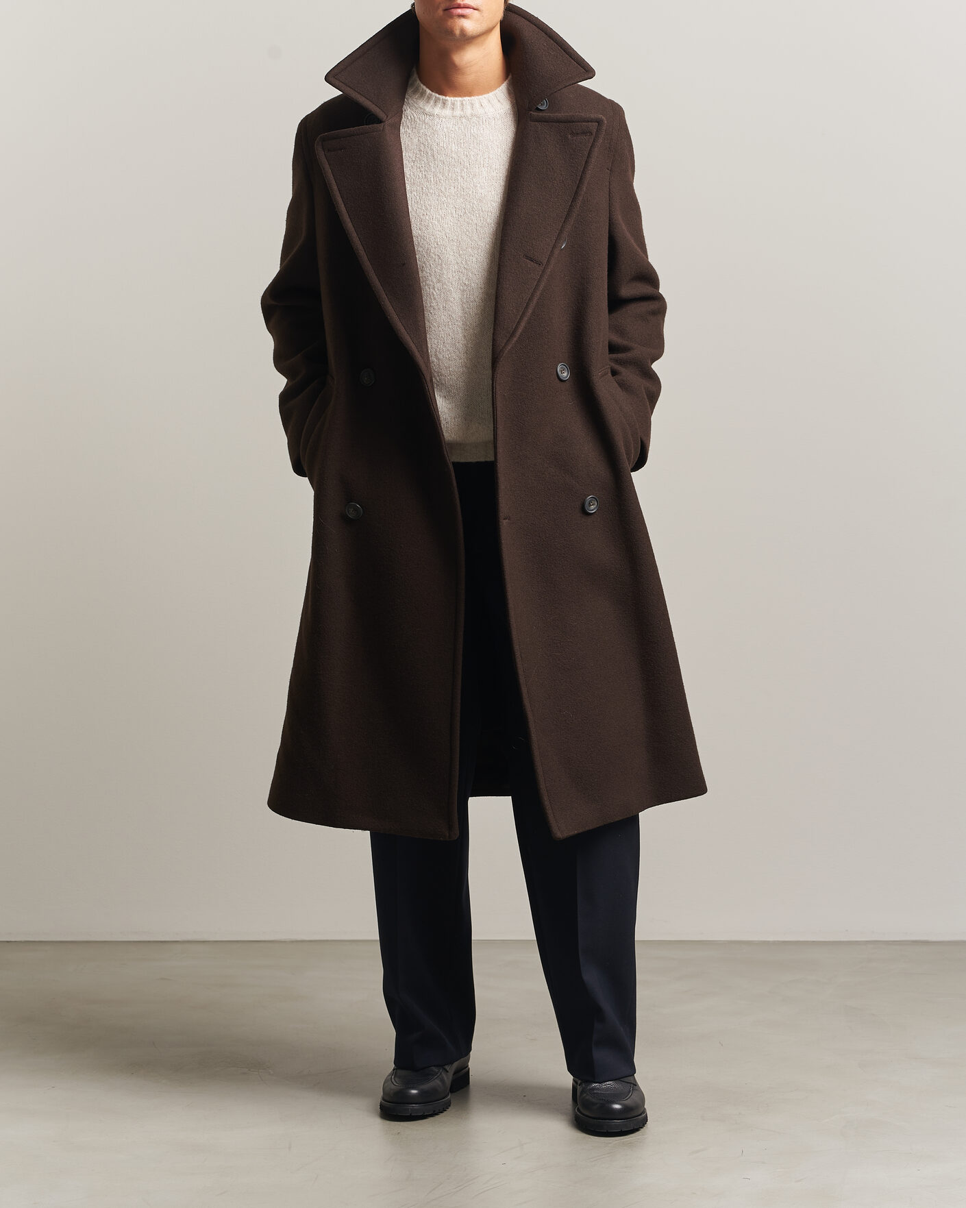 Uomini | Giacche | Gant | Wool Double Breasted Belted Coat Black Brown