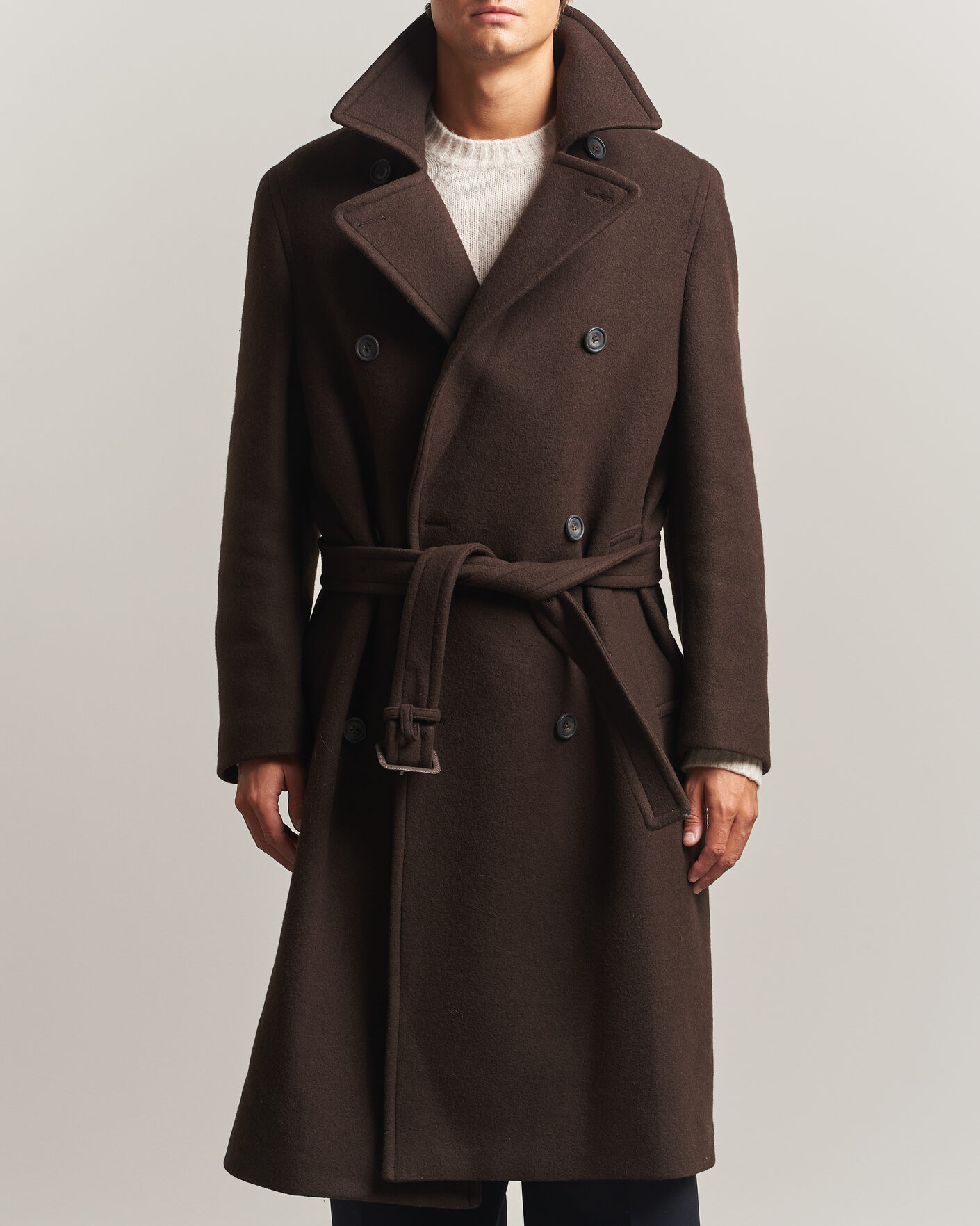 Uomini | Giacche | Gant | Wool Double Breasted Belted Coat Black Brown