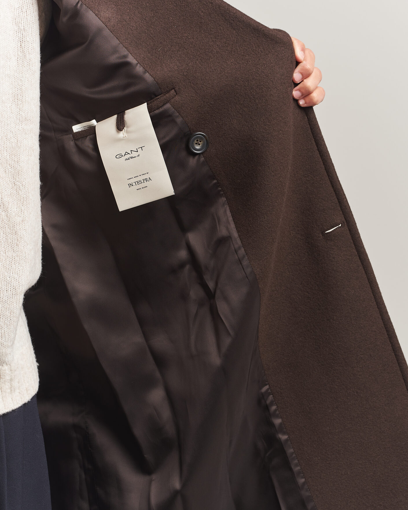 Uomini | Giacche | Gant | Wool Double Breasted Belted Coat Black Brown